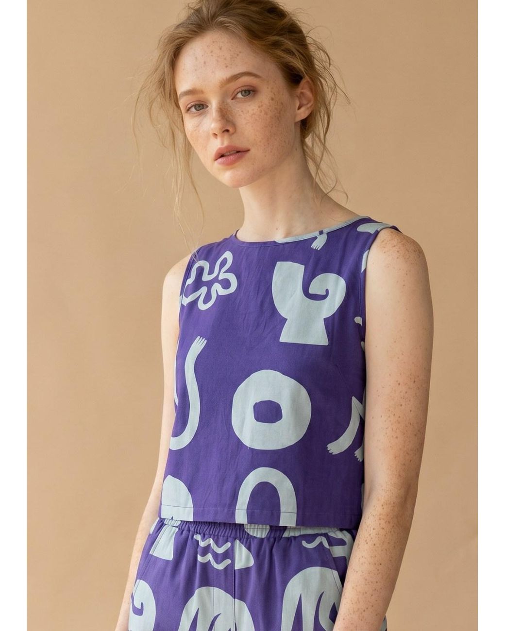 Wild Clouds Purple Organic Cotton & Linen Two-Way Tank