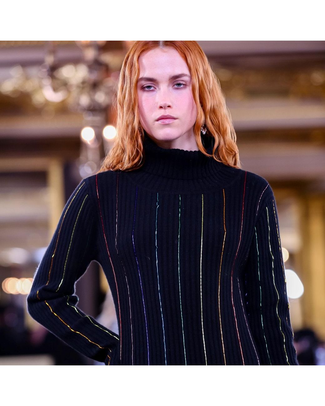 RUE AGTHONIS Black Noir Cashmere Scintillant Dress