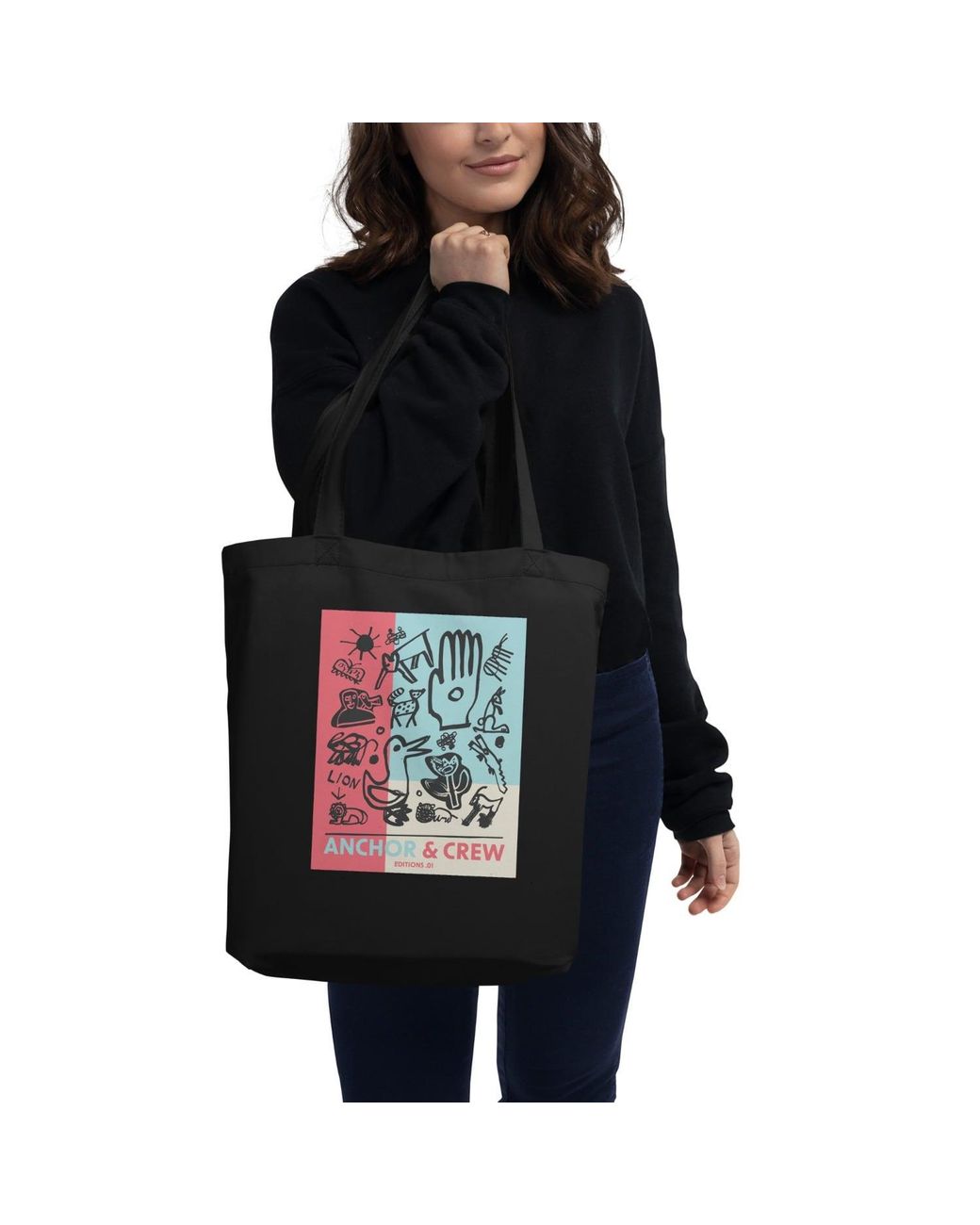 Anchor and Crew Black One Moon Safari Editions Recycled Cotton Tote Bag