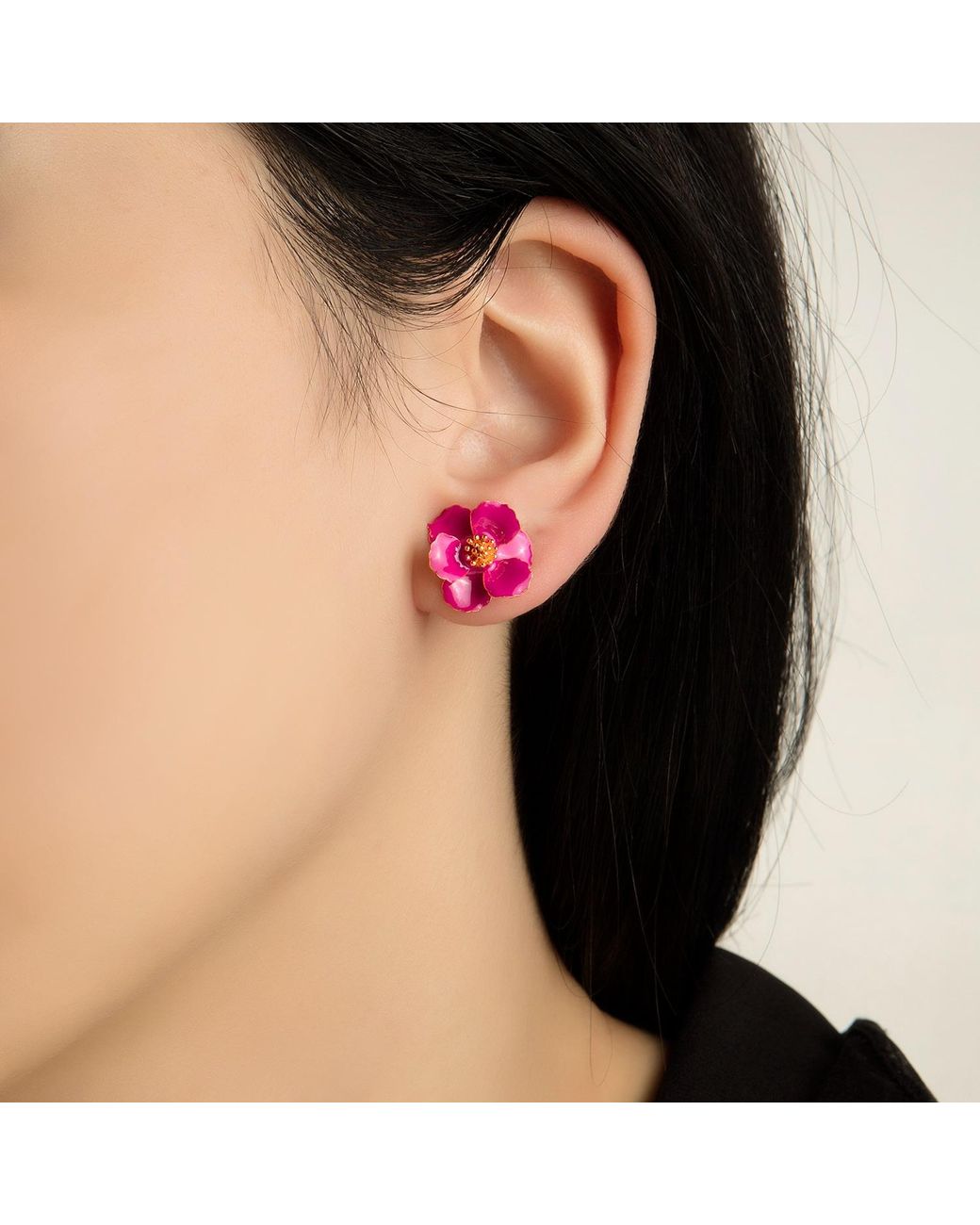 Milou Jewelry Pink Fuchsia Petite Flower Earrings