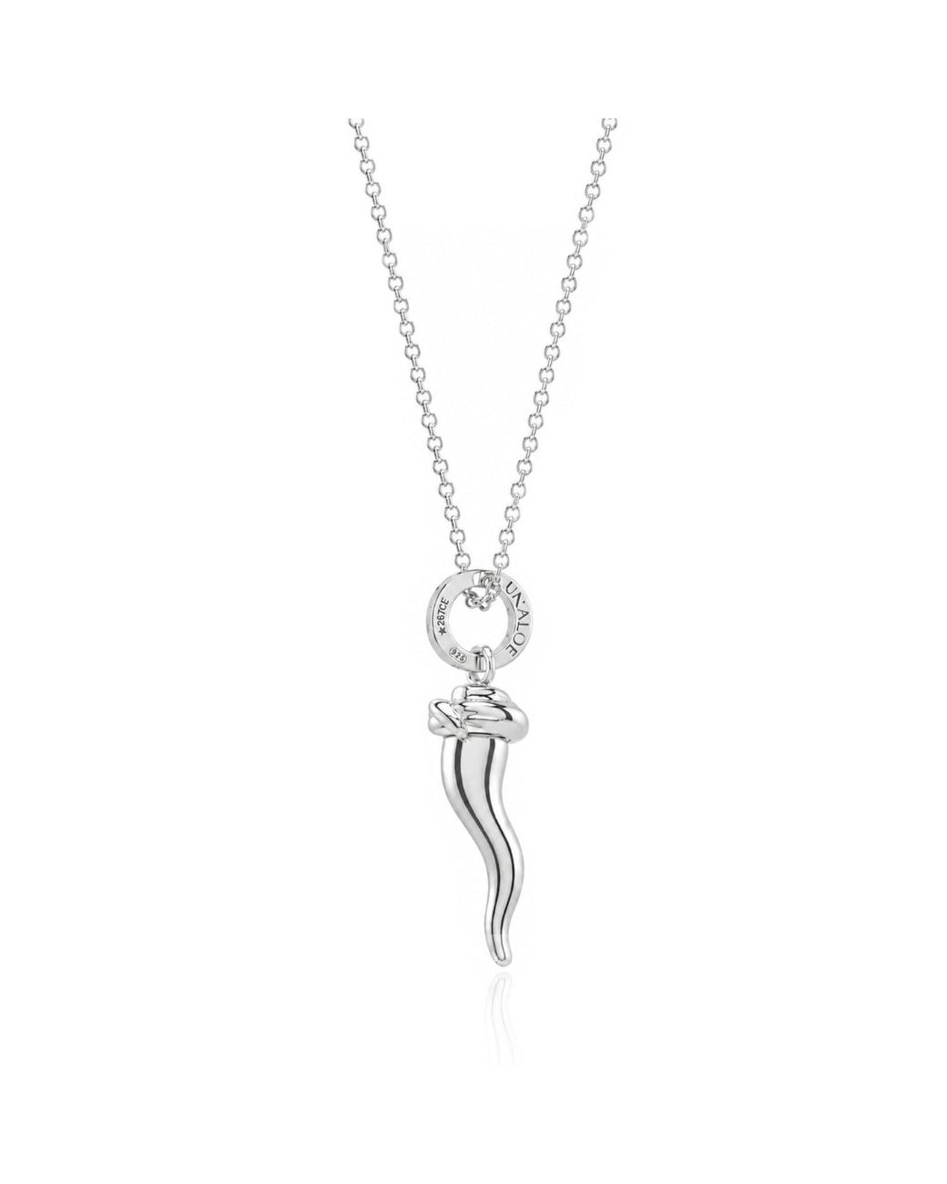 Unaloe Metallic Sterling Italian Horn Necklace With Sculptural Hat Detail for men