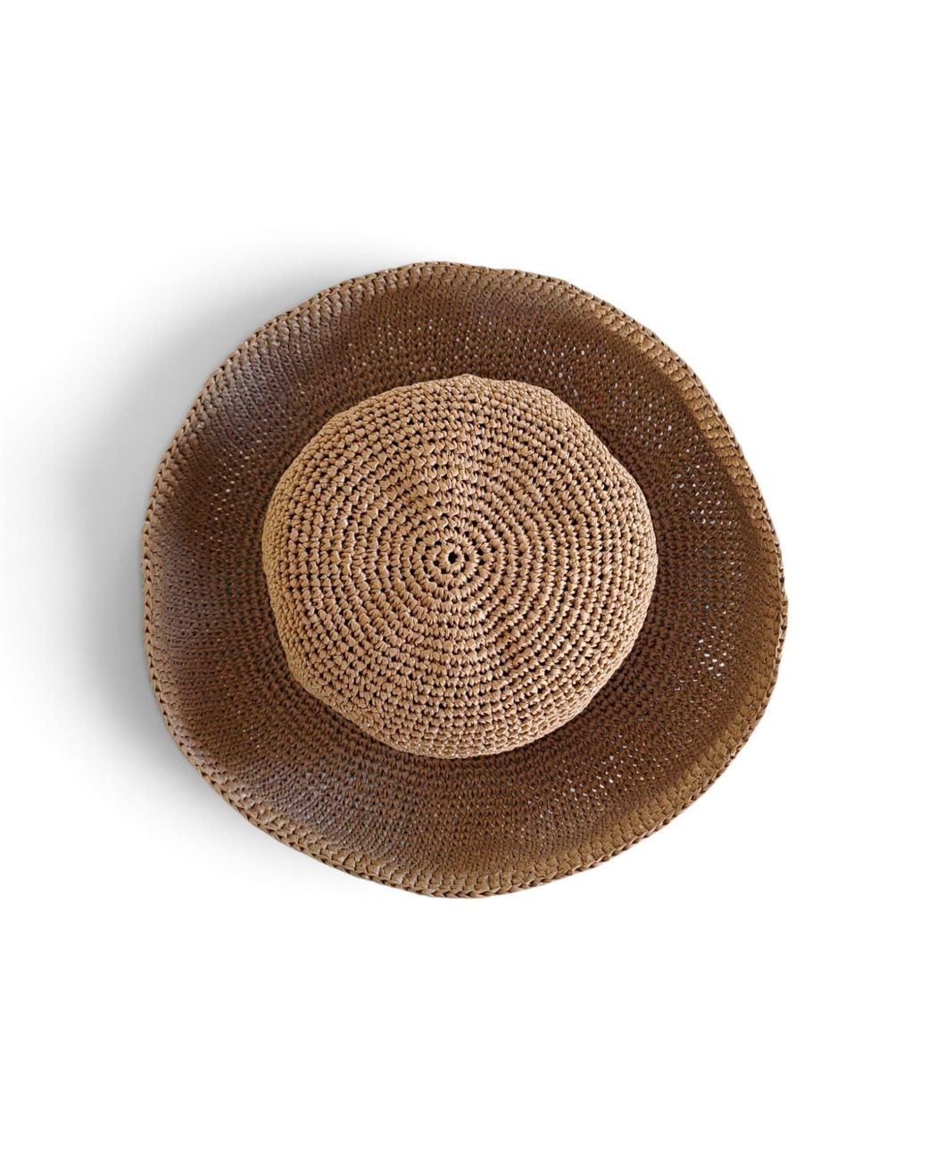 Springmoonatelier Brown Handmade Chocolate Satin Raffia Hat – Wide Brim