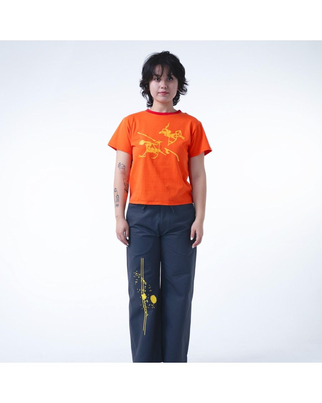 Lilia Munn Orange Boxy Organic Cotton Graphic Tee – for men