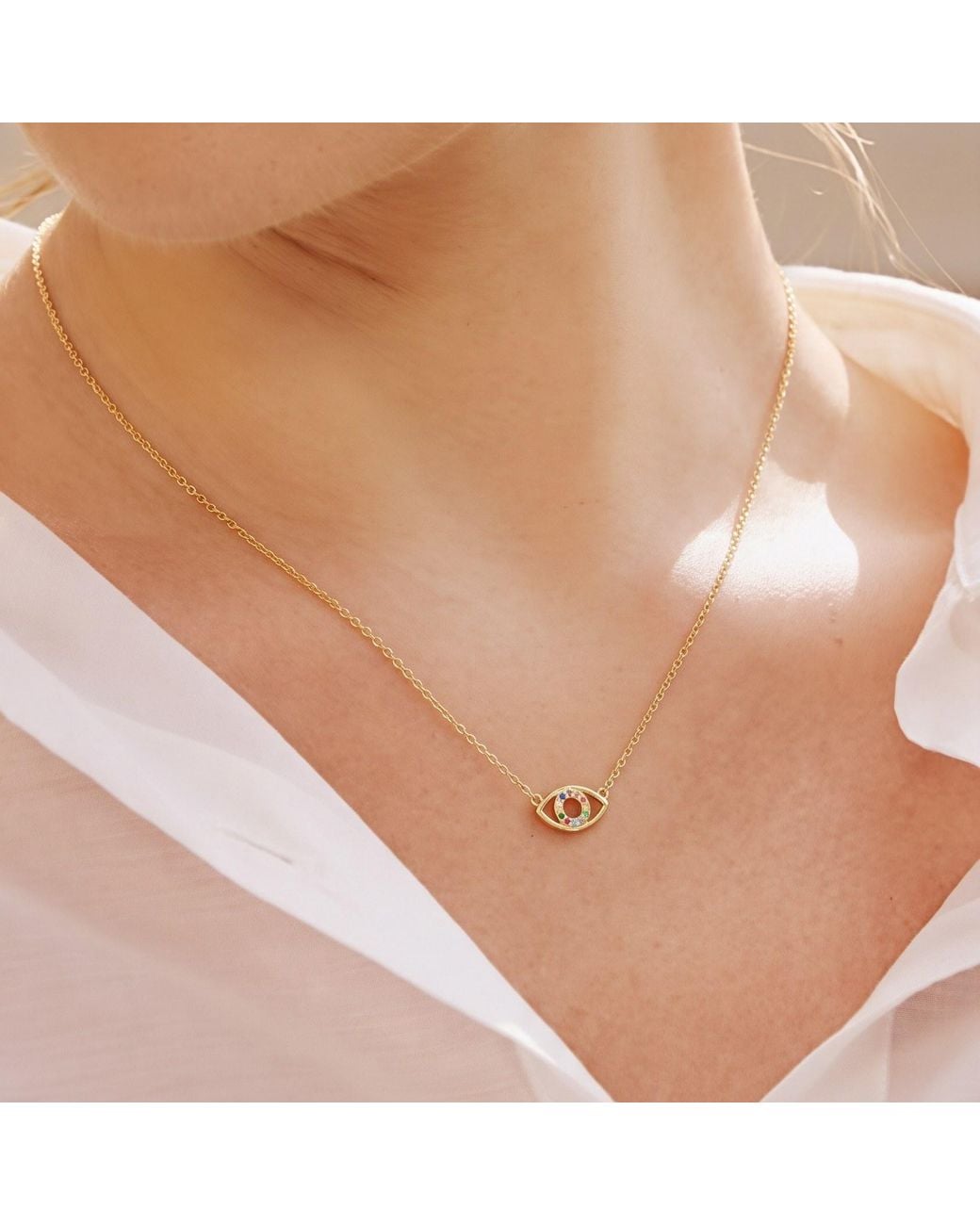 With Love Darling Metallic Eye Necklace Sterling