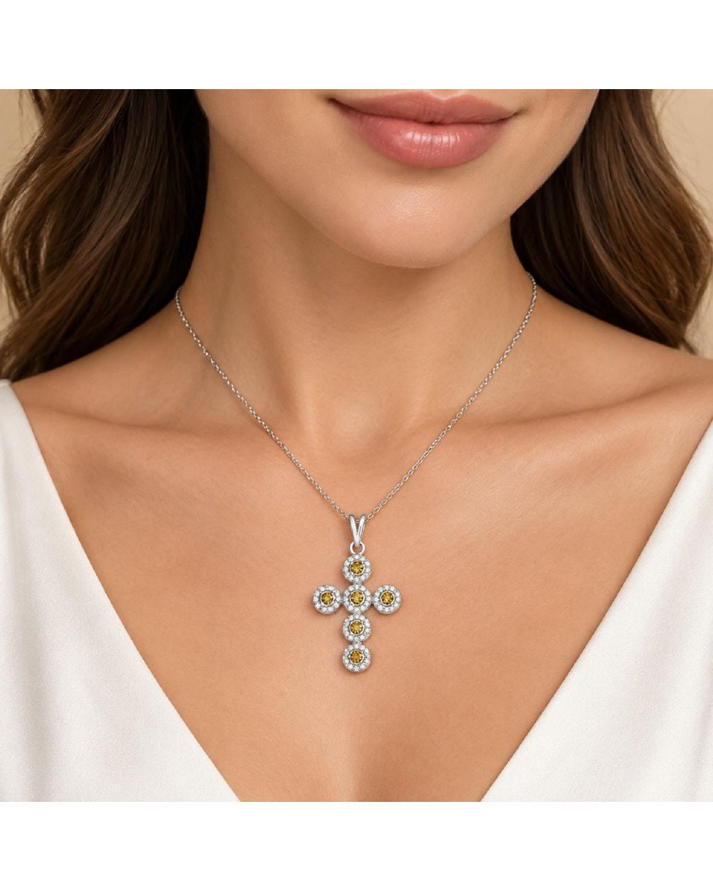 Artisan Metallic 18K Colored Diamond Cross Pendant