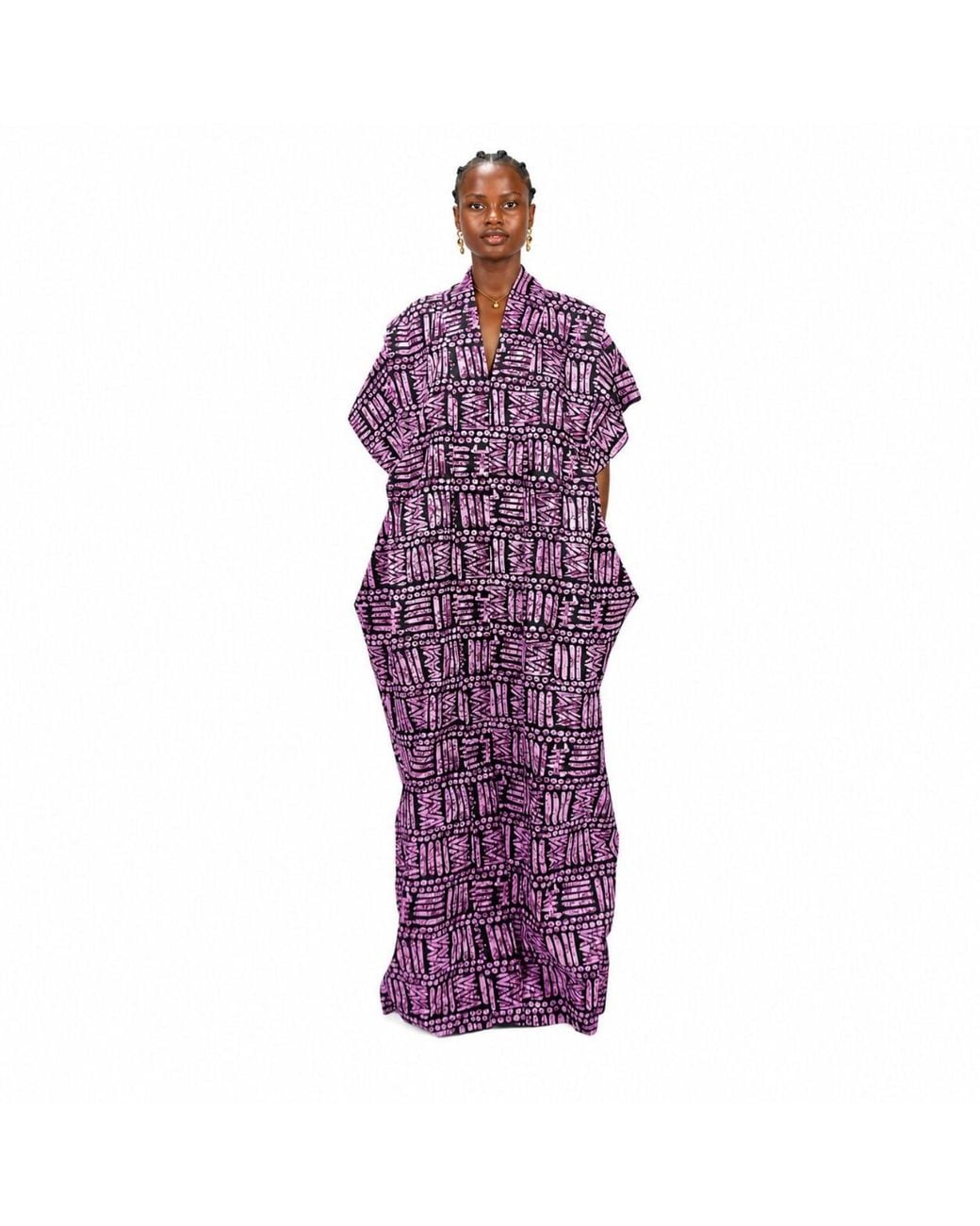 Chuks Collins Purple Ajah Collection- Print Long Dress