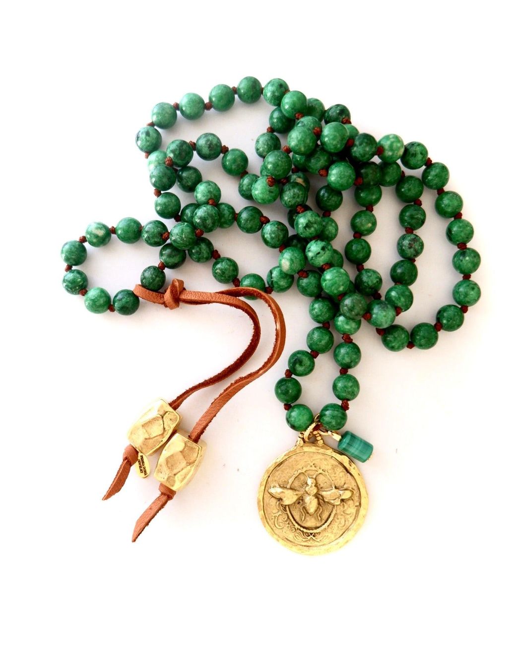 Persia Dona Jewelry Green Giant Bee Medallion X Gemstones Necklace