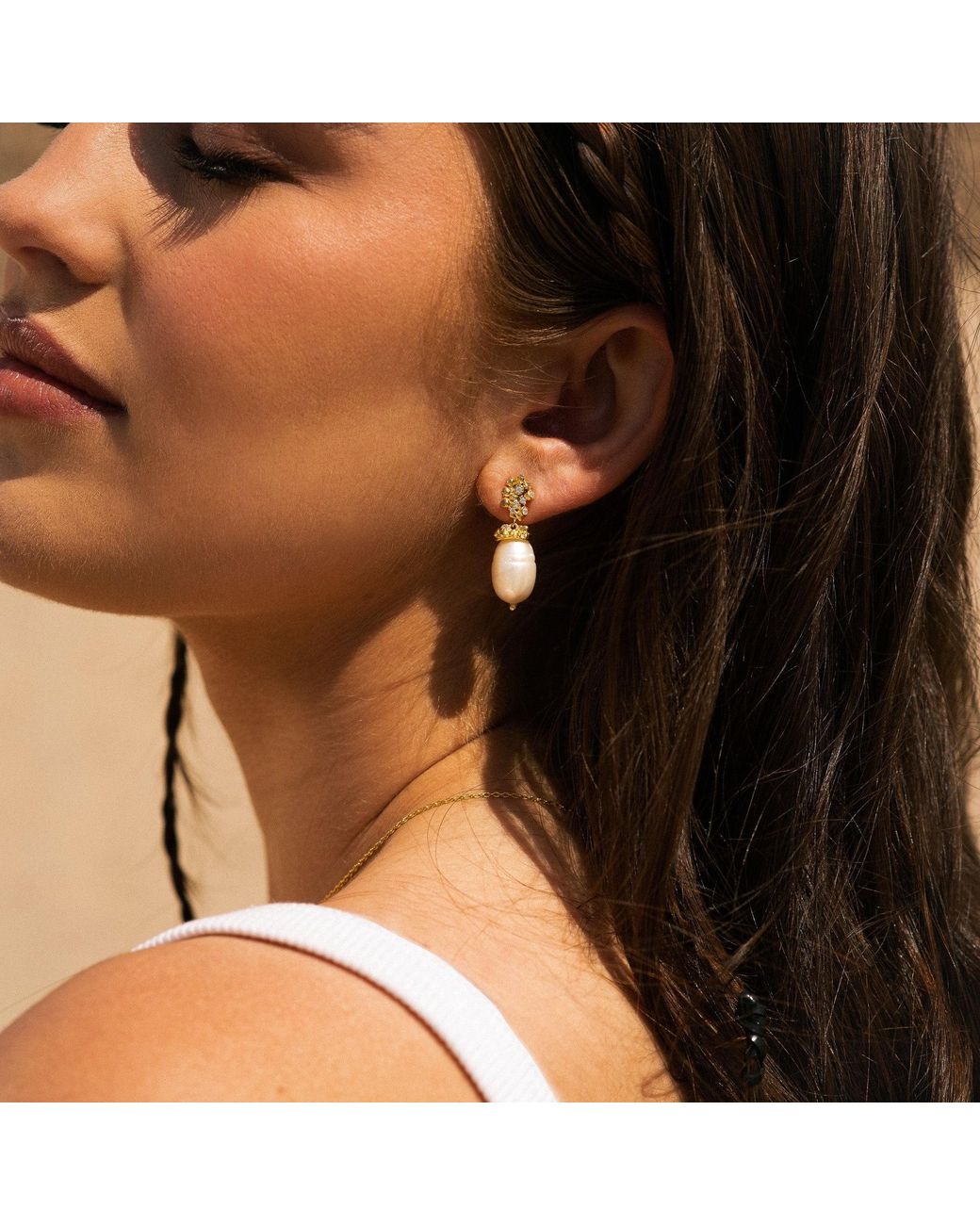 Dainty London Metallic Baroque Pearl Earrings
