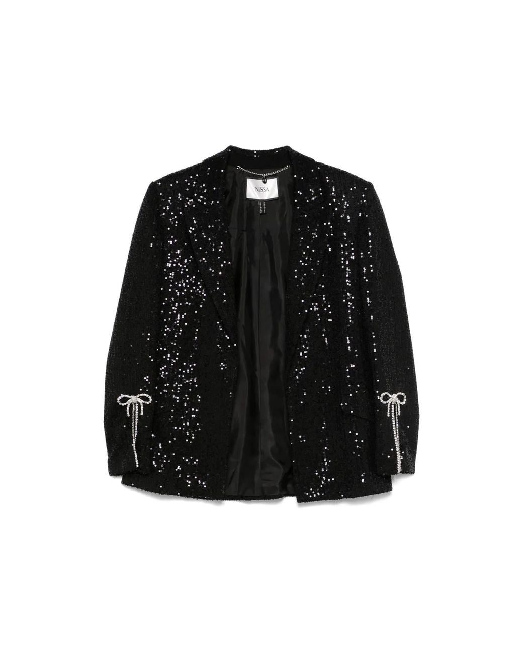 Nissa Black Sequin-Embellished Blazer