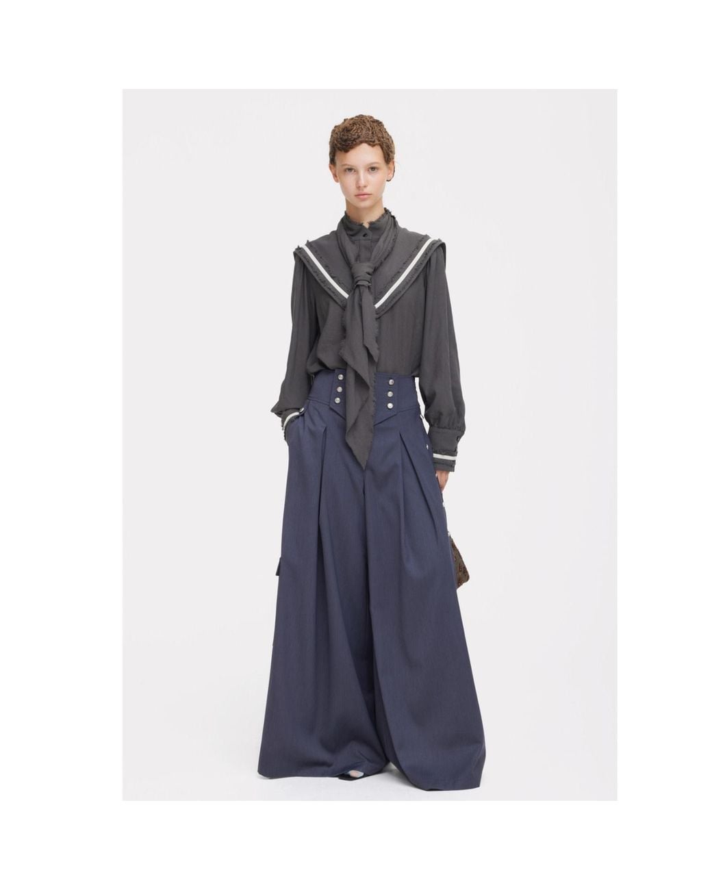 Julia Allert Blue Pleated Utility Palazzo Trousers –