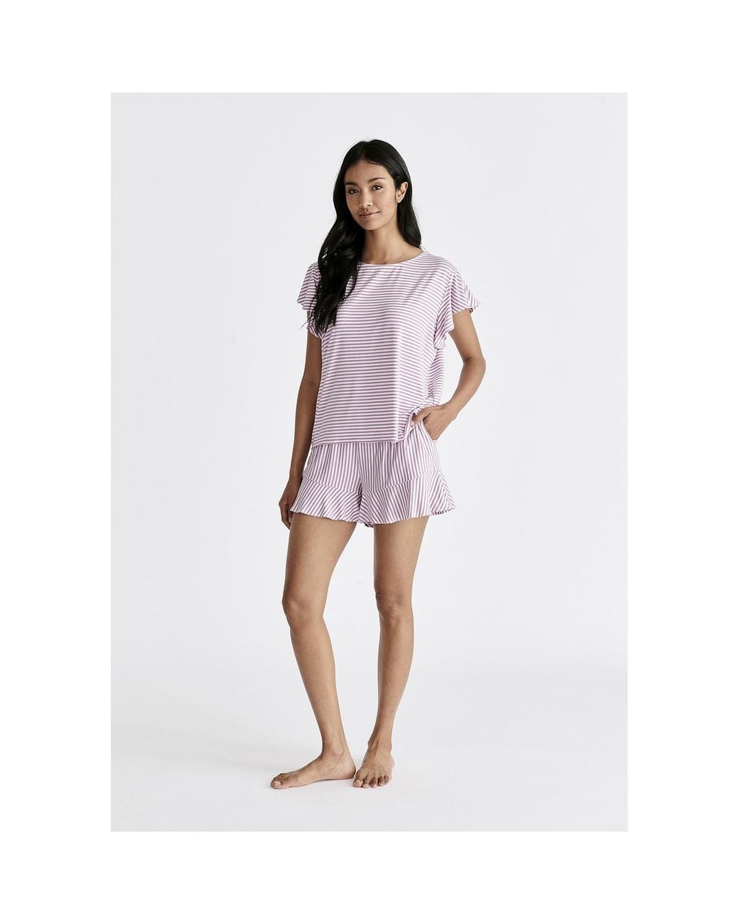 Paisie Purple Frill Pyjama T-Shirt And Shorts