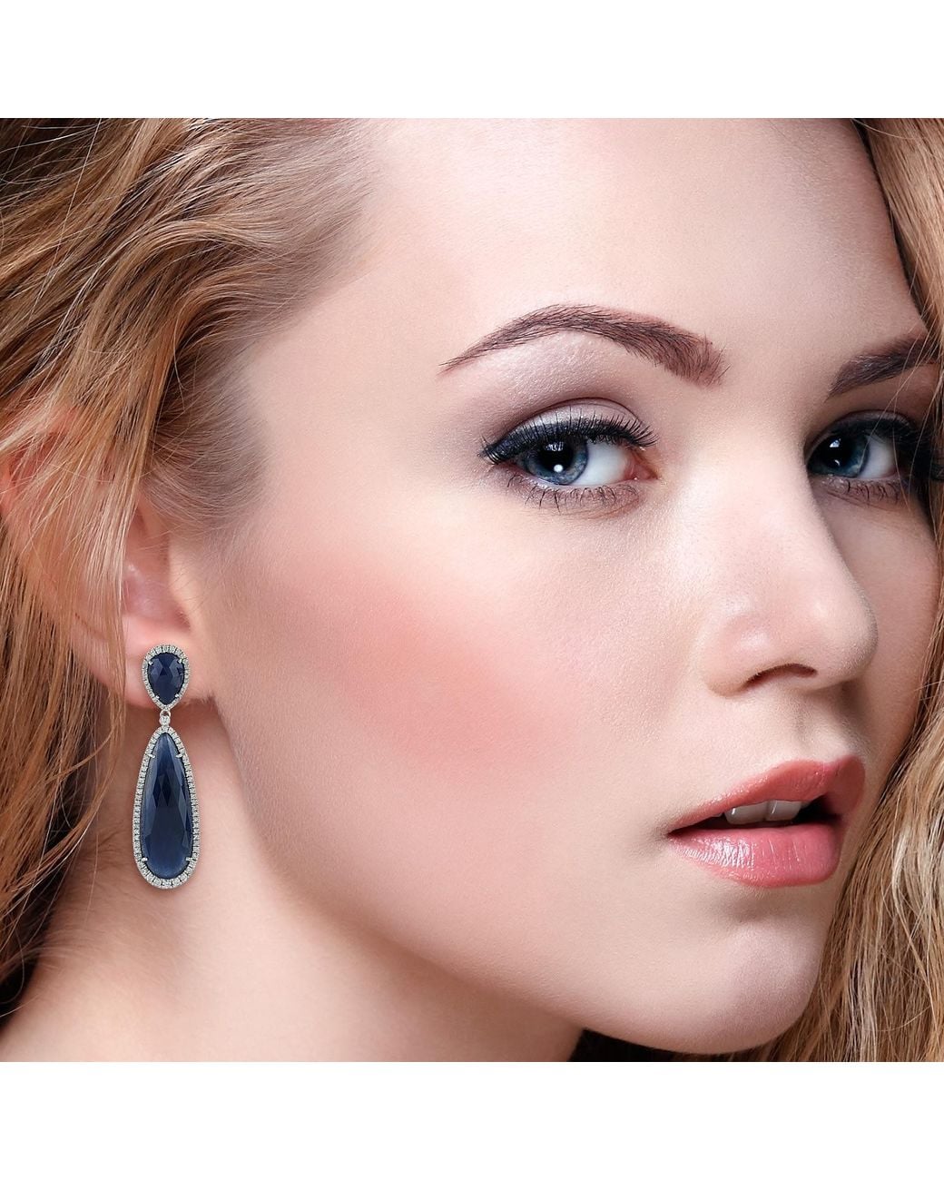 Artisan Blue Sapphire & Diamond Teardrop Earrings