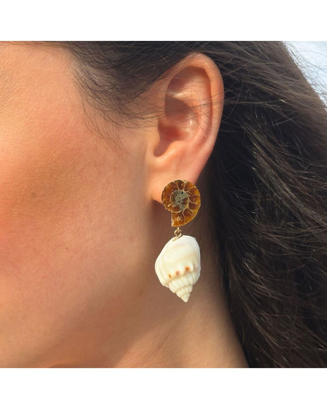 Oana Savu Natural Ammonite Fossils Seashells Shells Earrings Studs