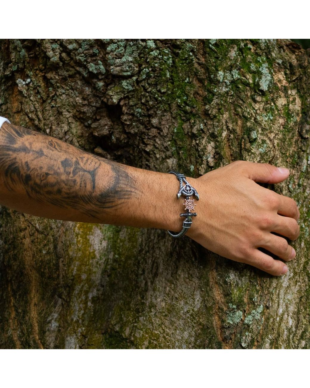 Ebru Jewelry Black Navigator's Anchor Diamond Bracelet for men