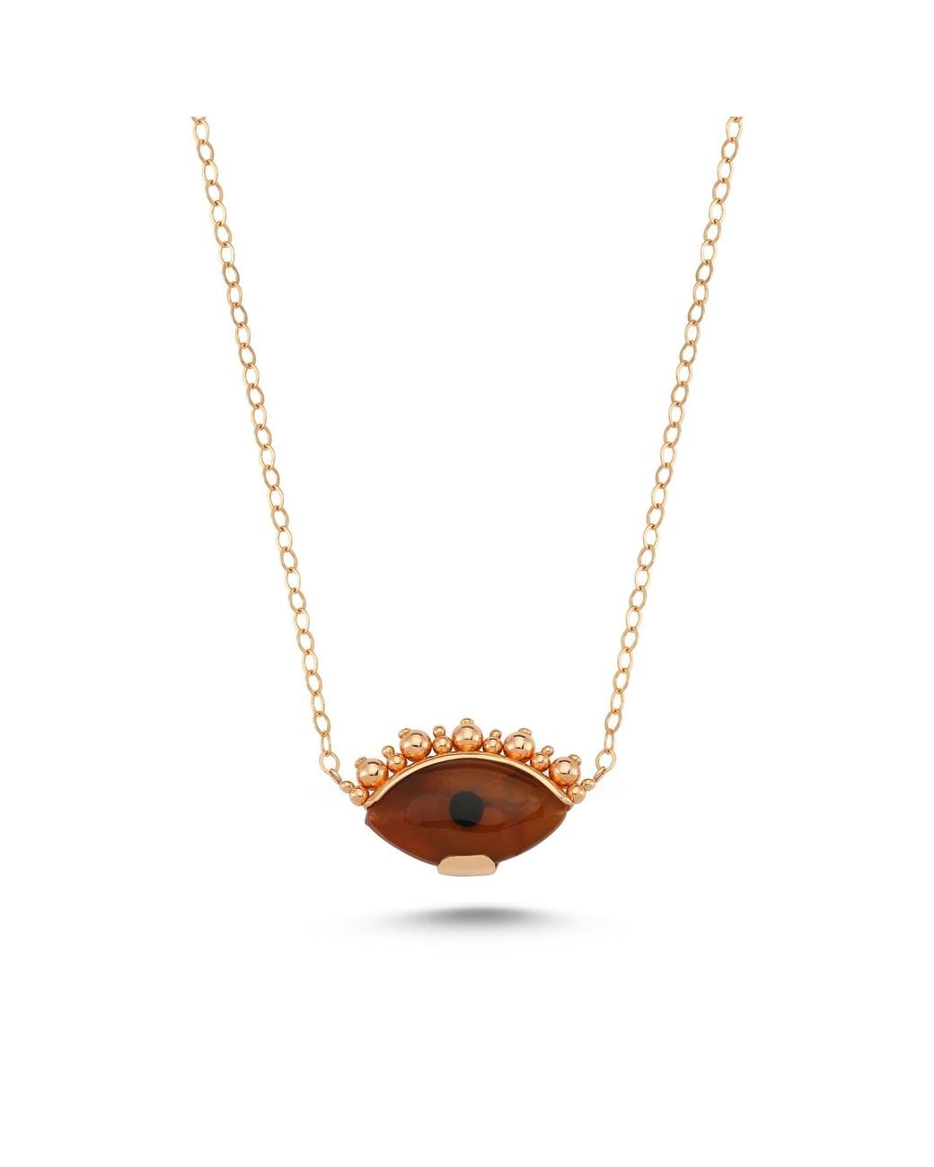 Ecce | Artisan Diamonds Metallic 14K Solid Eye See You With Ball Eyelash Necklace