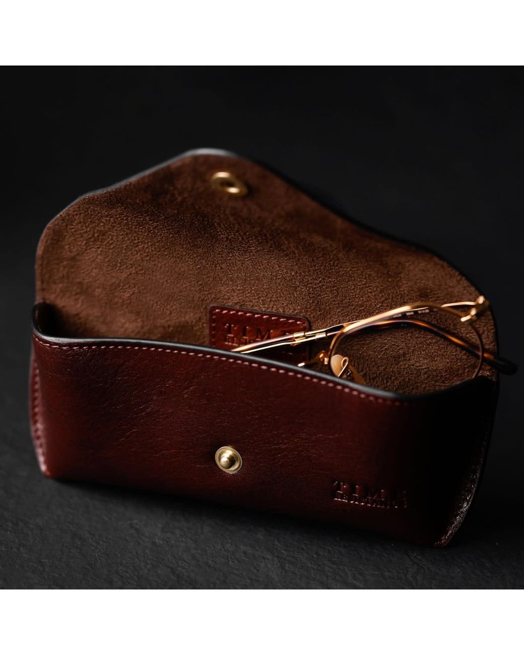 Time Resistance Brown Leather Glasses Case For