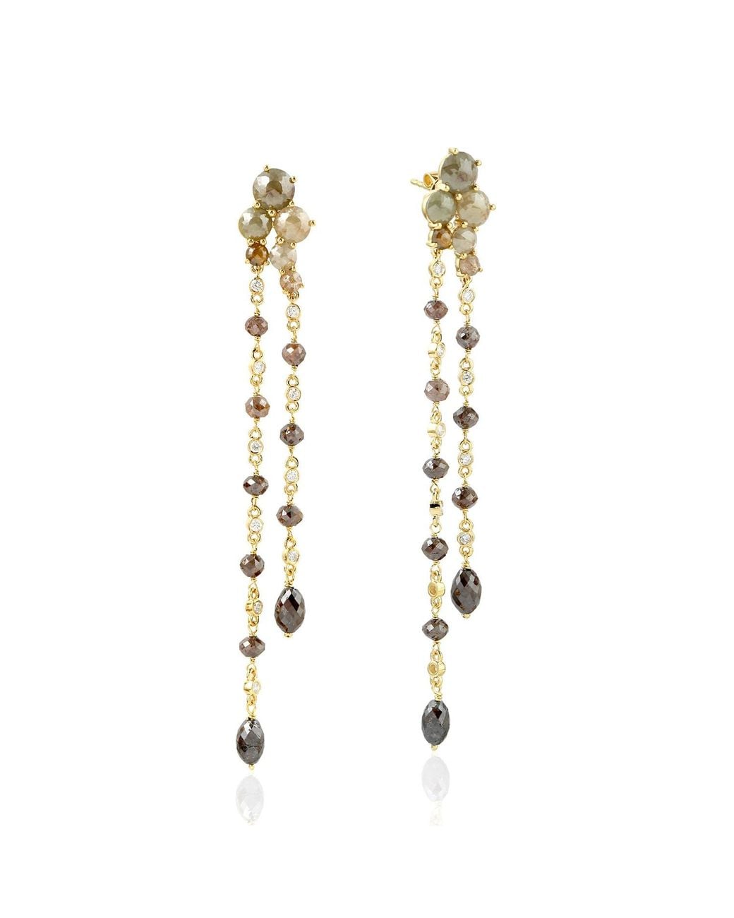 Artisan Metallic Ice Diamond & Diamond Long Drop Earrings