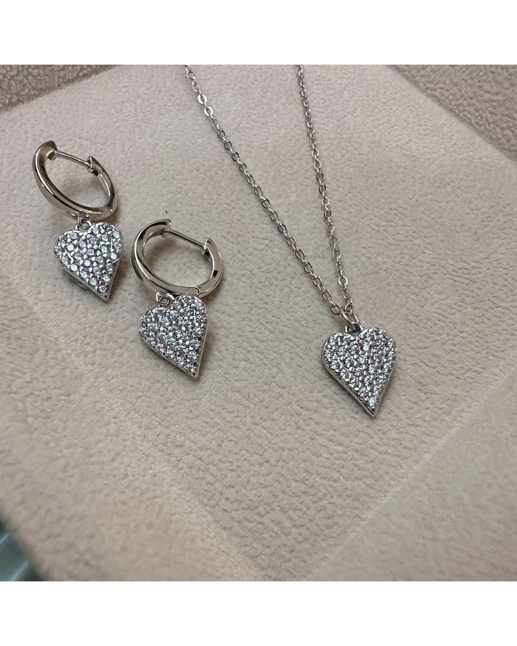 Clemence Wren Metallic Sparkly Heart Pendant Necklace