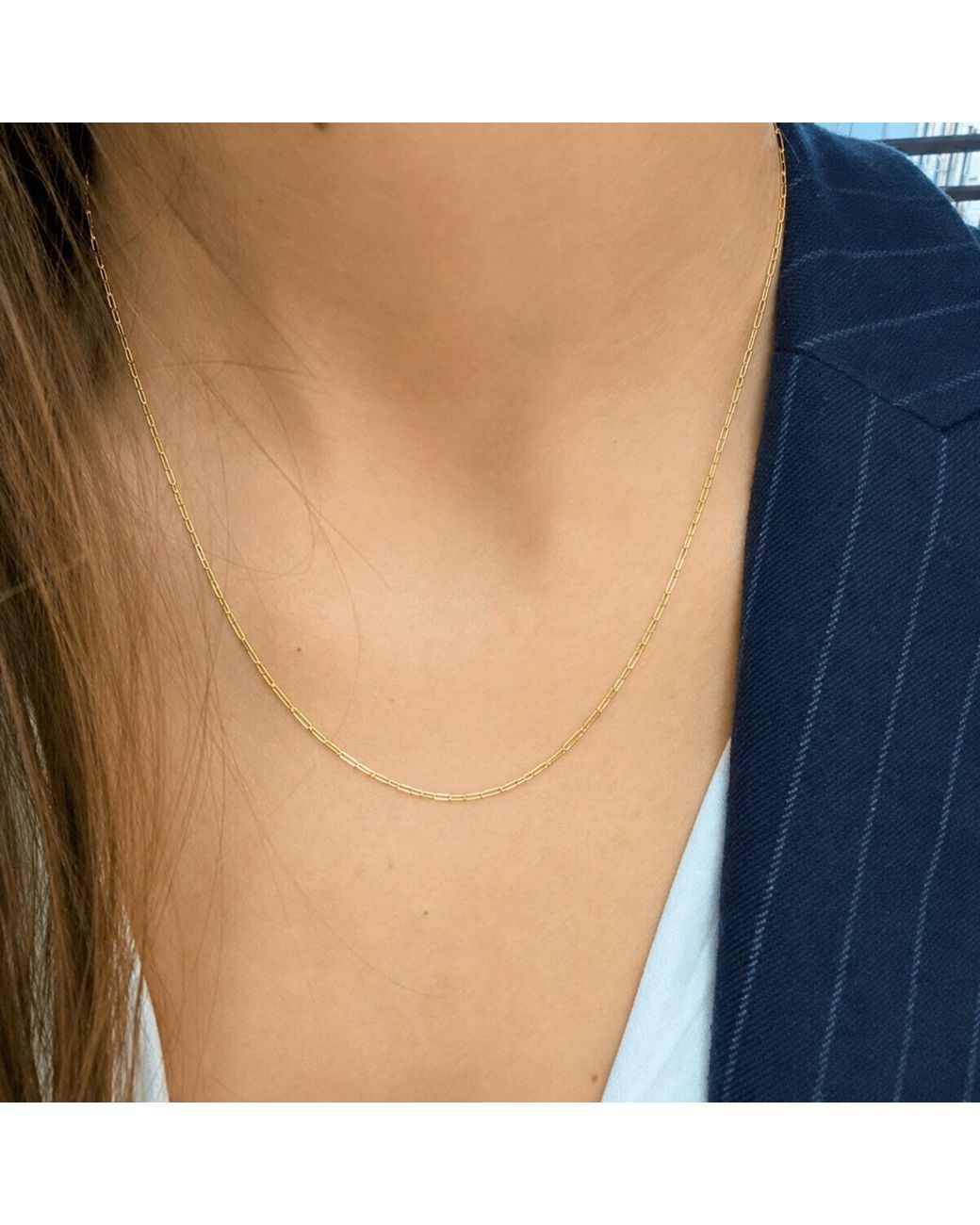 Spero London Metallic Rectangular Link Chain Sterling Necklace