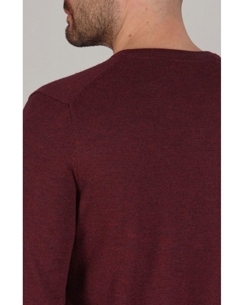 Paul James Knitwear Purple Extra Fine Merino Wool Chester V-Neck Jumper for men