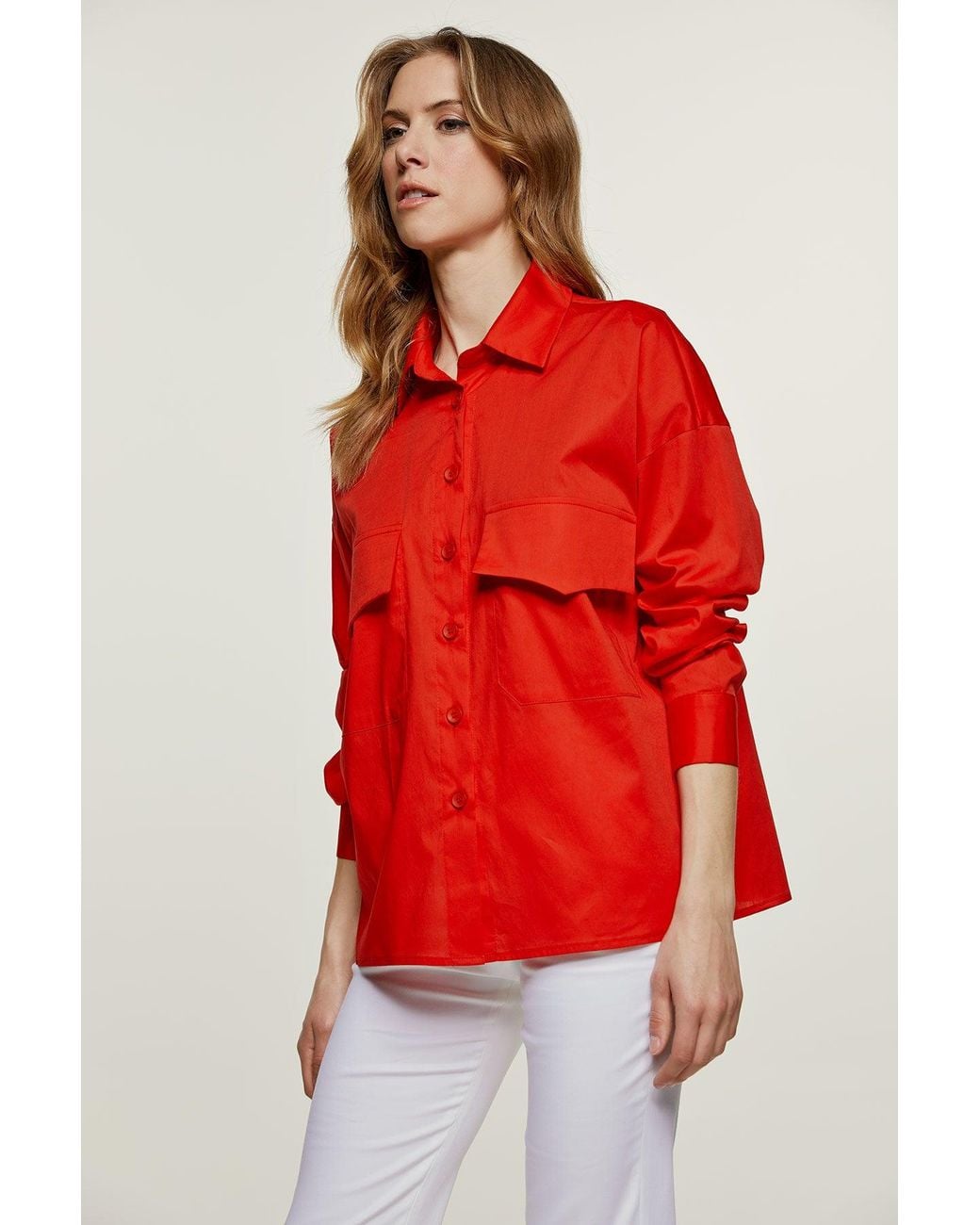 Conquista Red Poplin Style Shirt