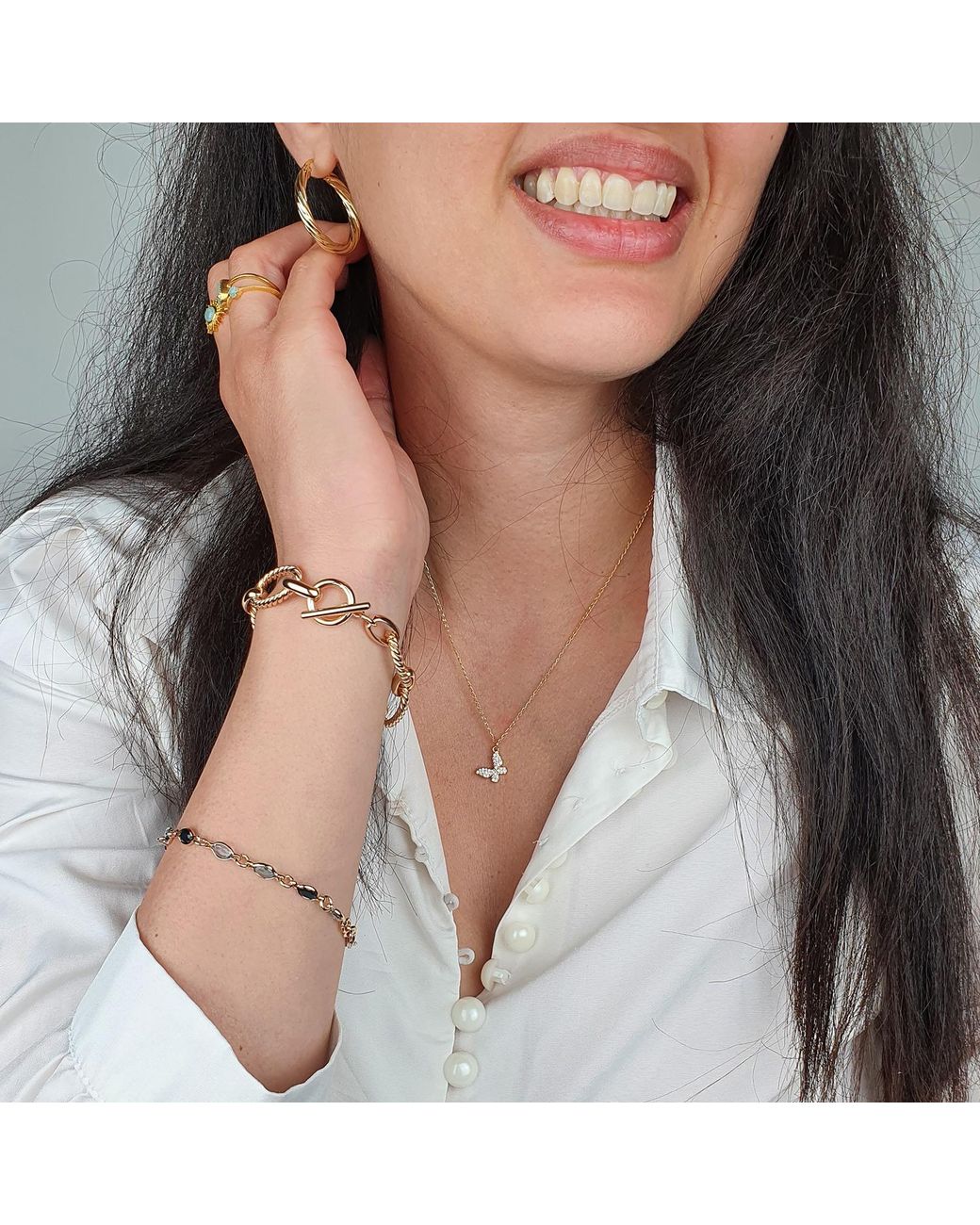 Sophelia Metallic Vermeil Textured Paperclip Link Bracelet