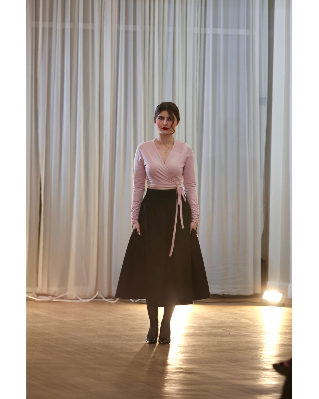 Frock Tales Black Orchid Midi Skirt With Pockets