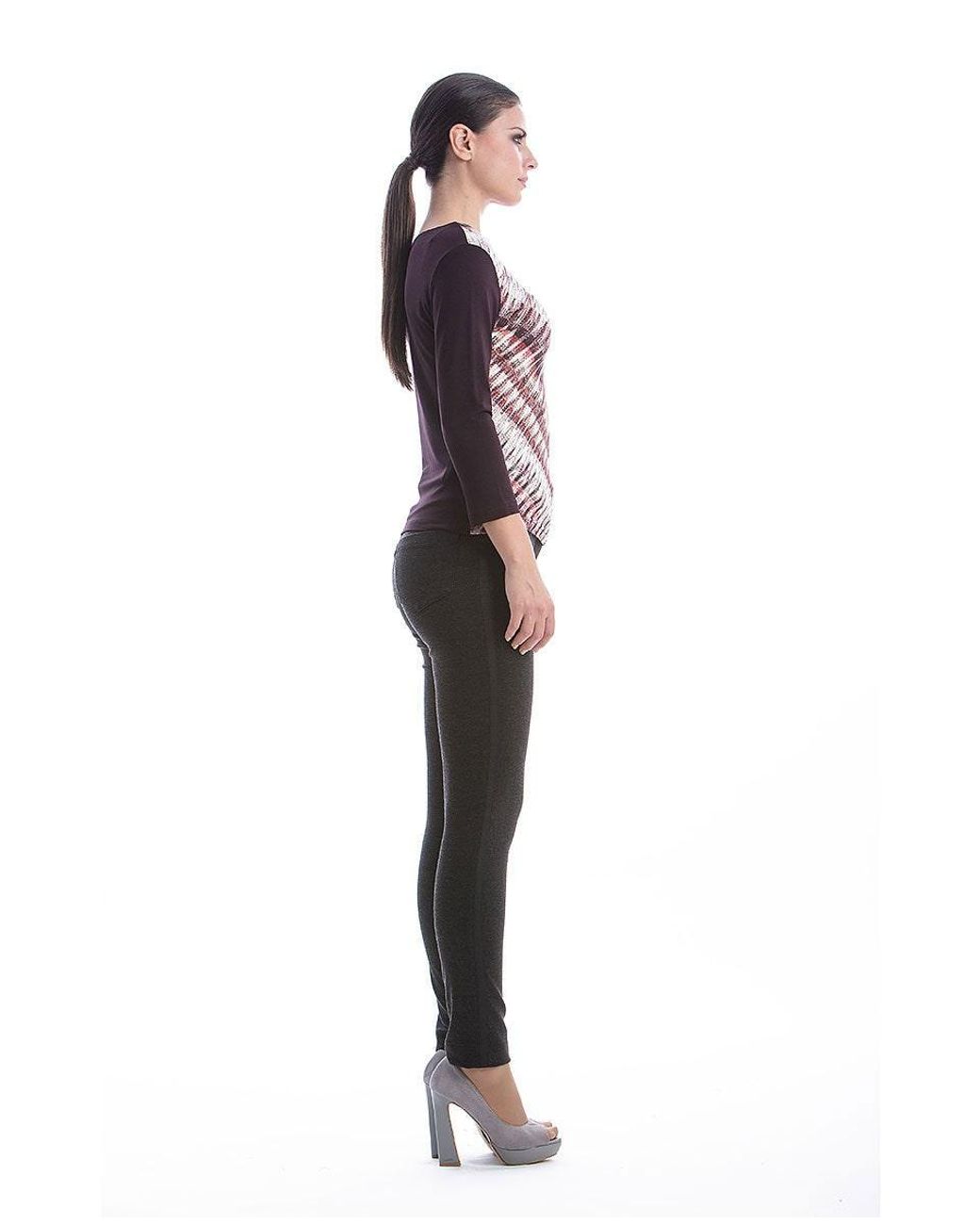 Conquista Purple Straight Patterned Top