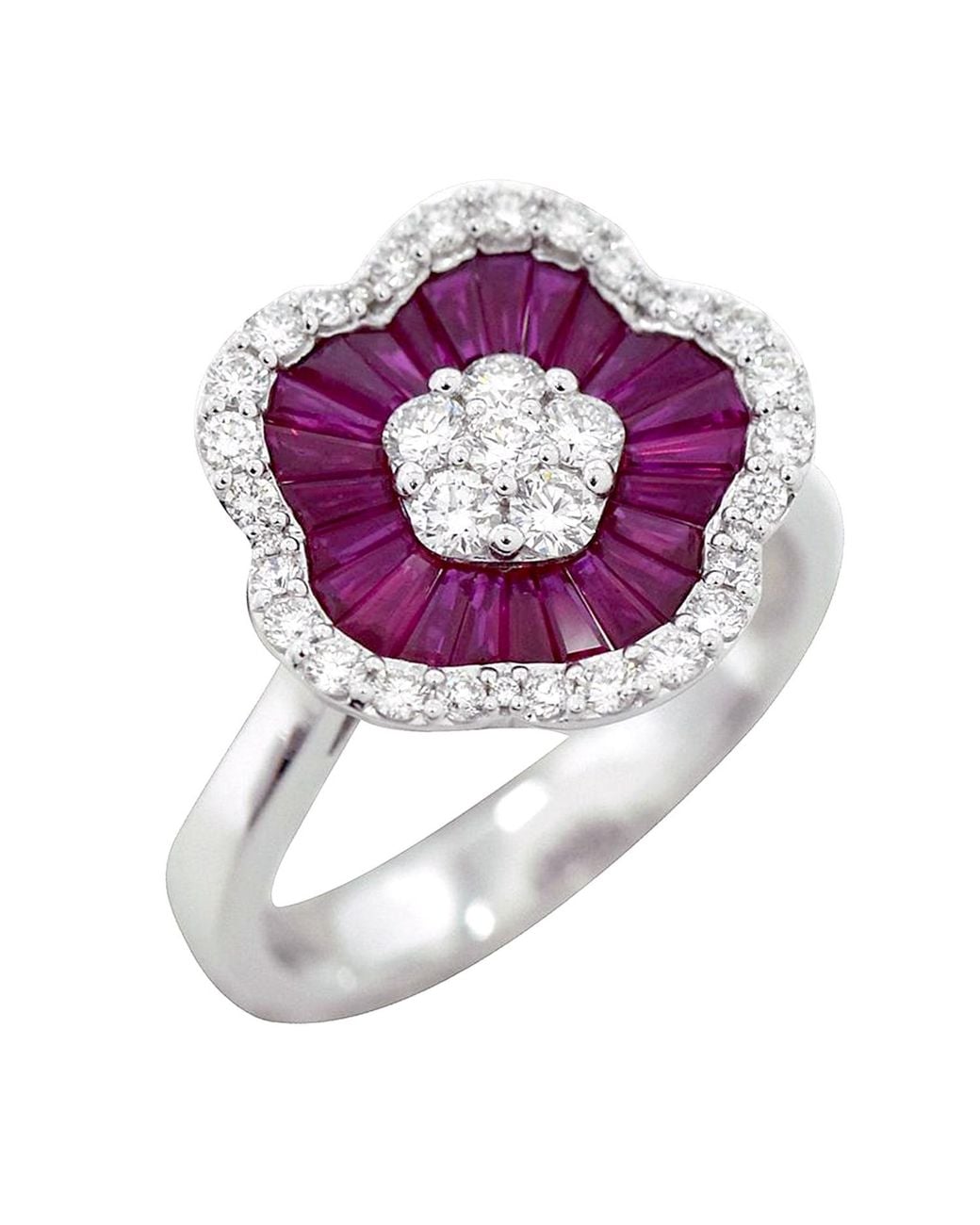 Artisan Purple Ruby And Diamond Flower Ring