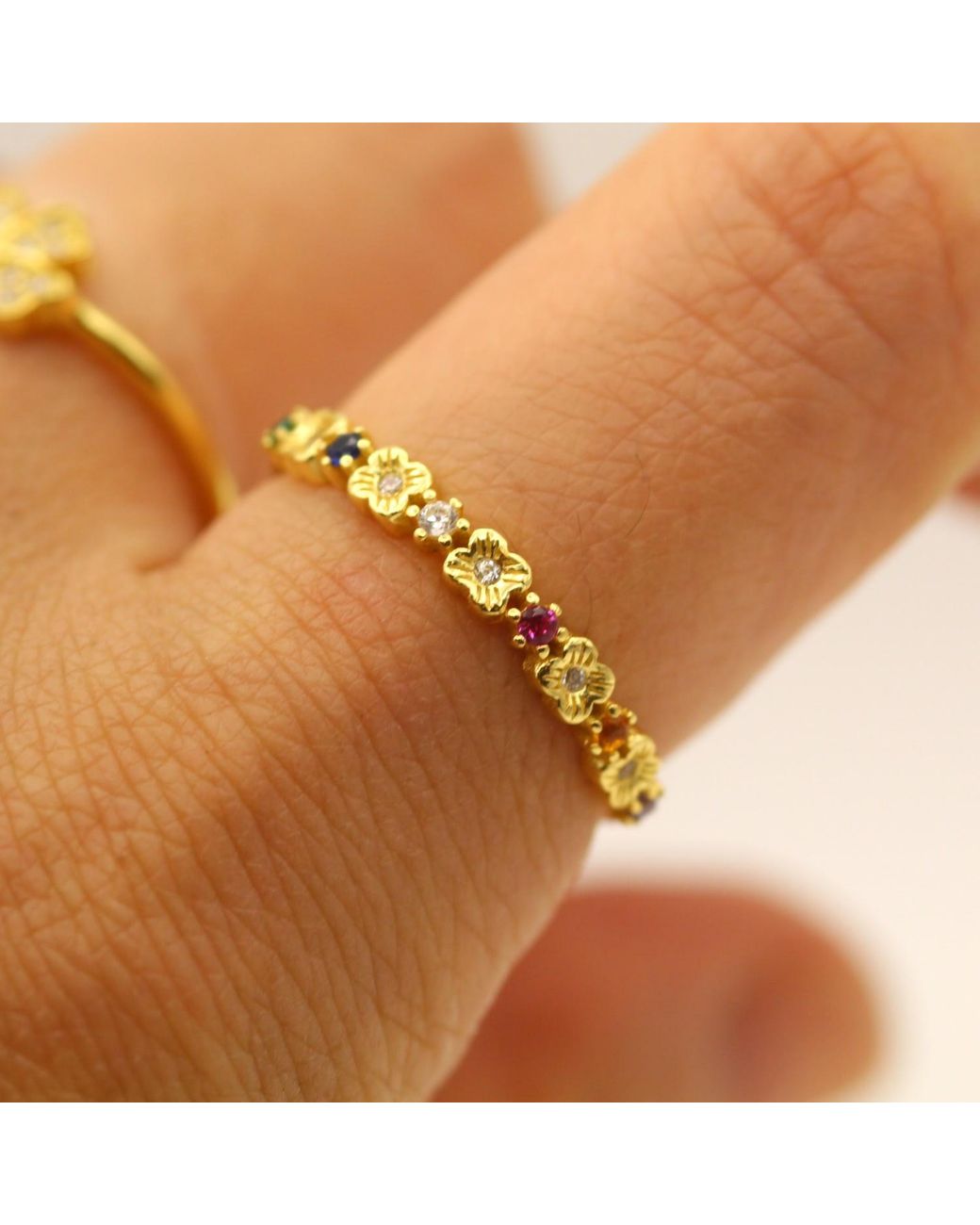 VicStoneNYC Fine Jewelry Metallic Persimmon Blossom Symphony Gem Ring