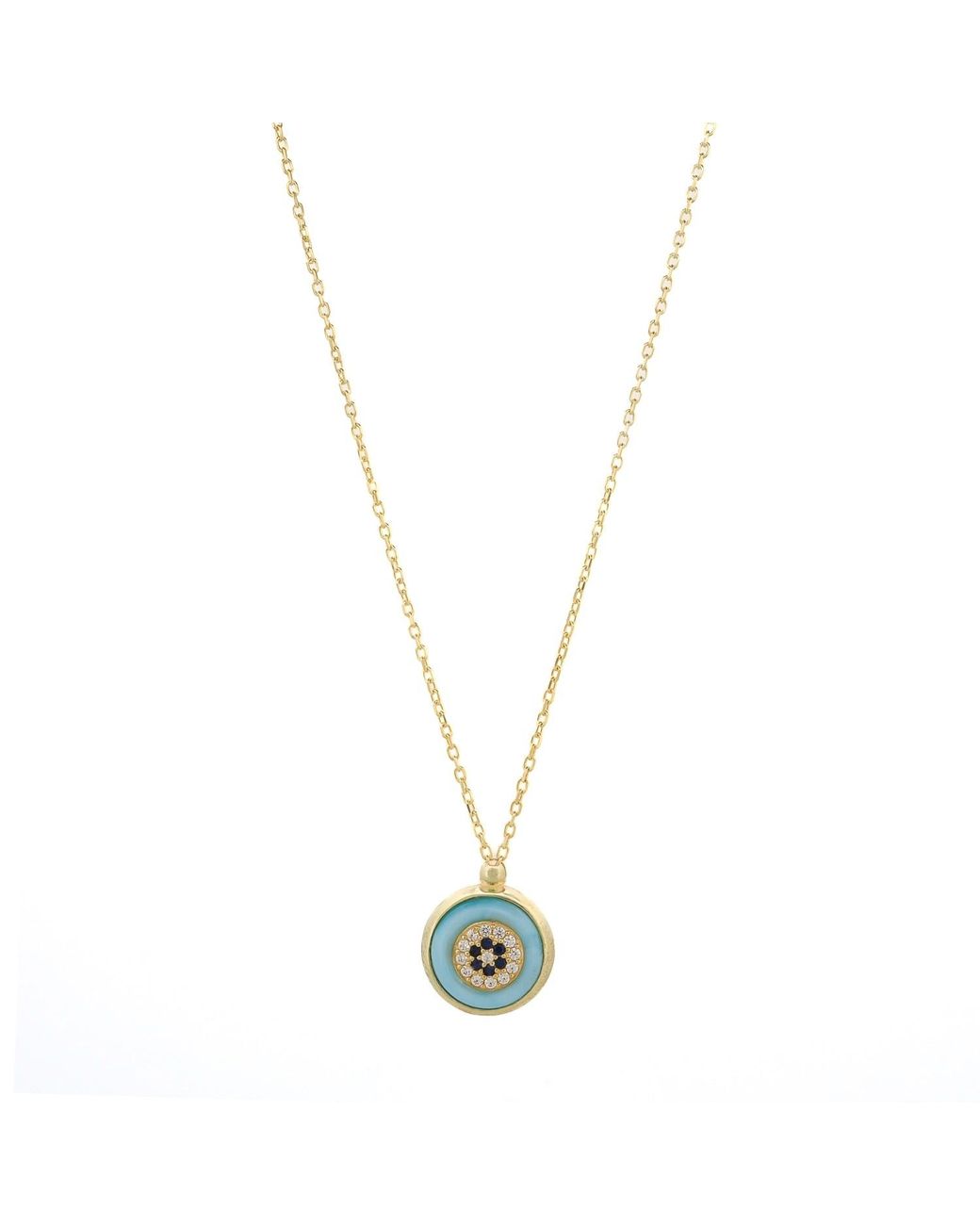 Ebru Jewelry Metallic Enamel Evil Eye Pendant Necklace