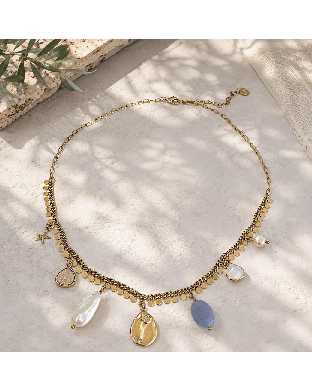 Rare Matters Jewelry Metallic Coastal Treasure Multi Charm Necklace