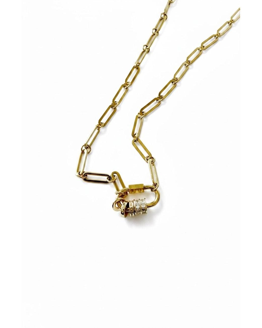 Vicky&Nico Metallic Carabiner With Rings Necklace