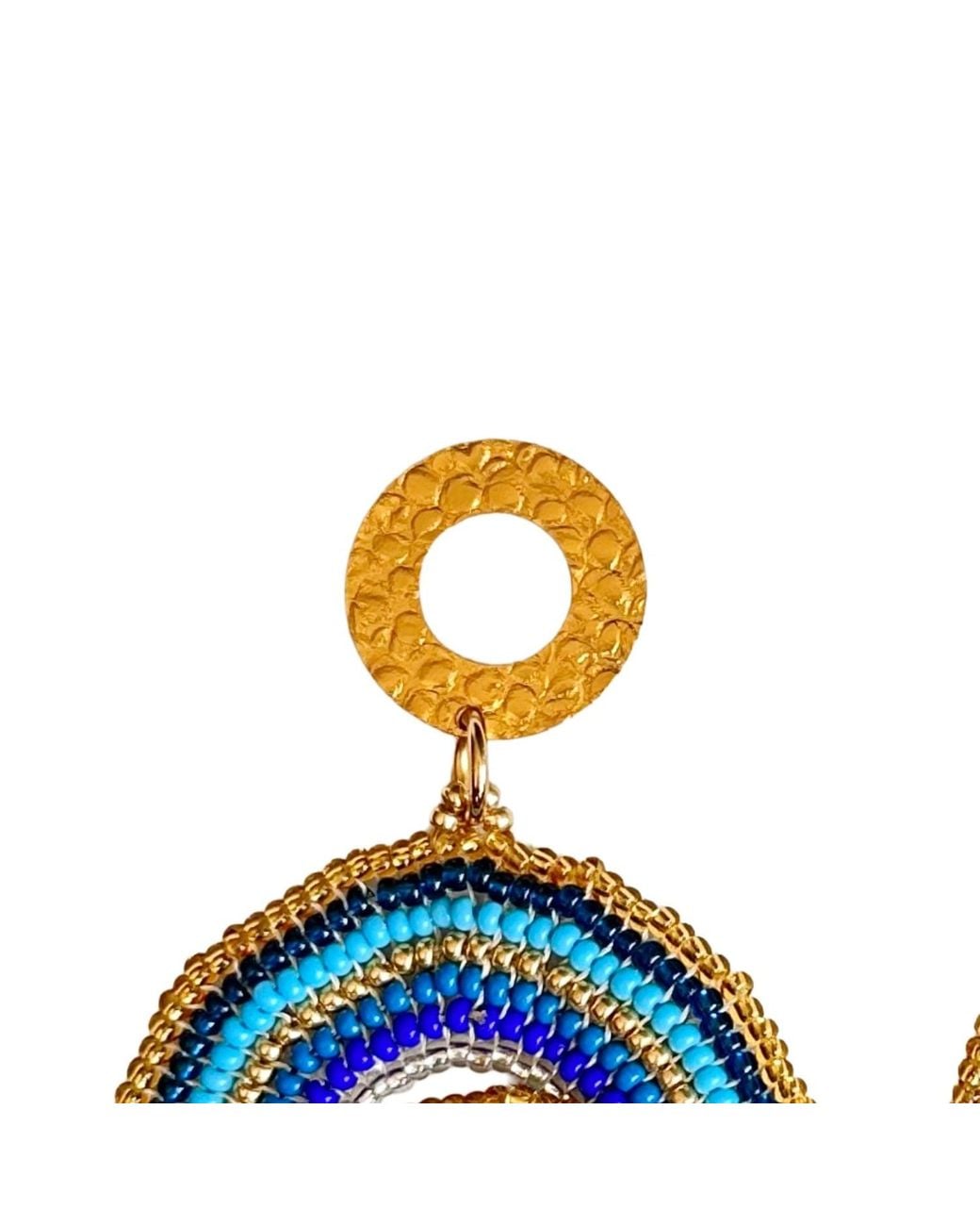 Iliana Arrazola Blue Crisscrossed Circle, Dangle Earrings, And, Glass Beads, Beaded Jewelry