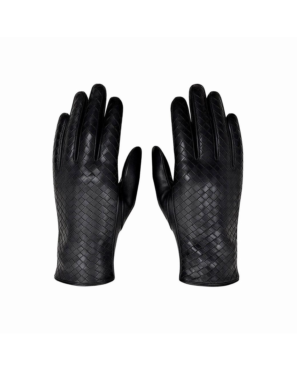 London Atelier Byproduct Black Woven Leather Short Gloves