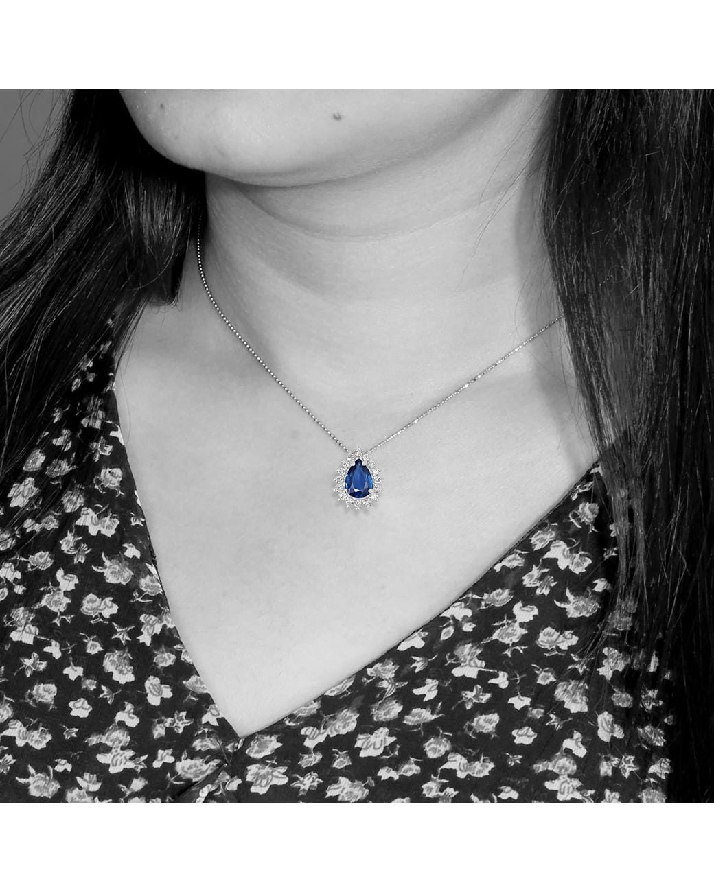 Artisan Blue 18K Sapphire & Diamond Pear Pendant