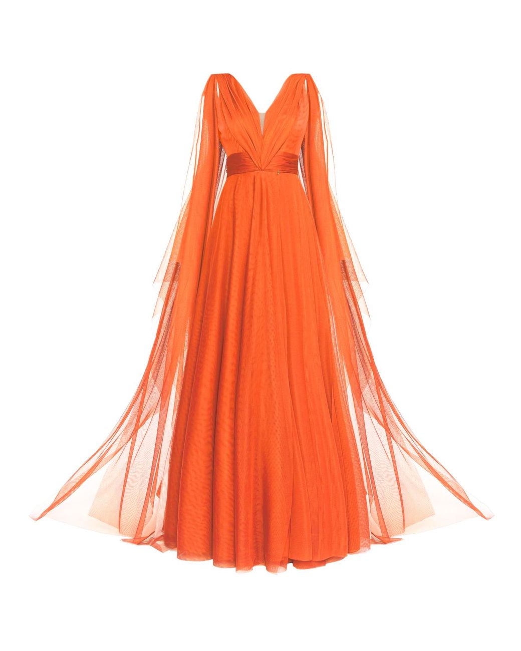 Angelika Jozefczyk Tulle Evening Gown Hot Orange