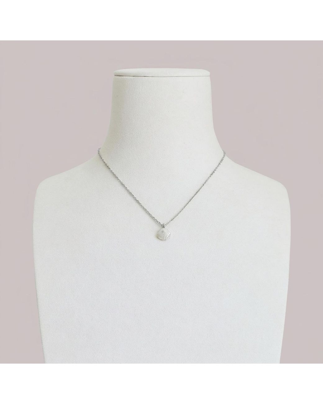 POPORCELAIN Metallic Mini Porcelain Seashell Necklace, Tone