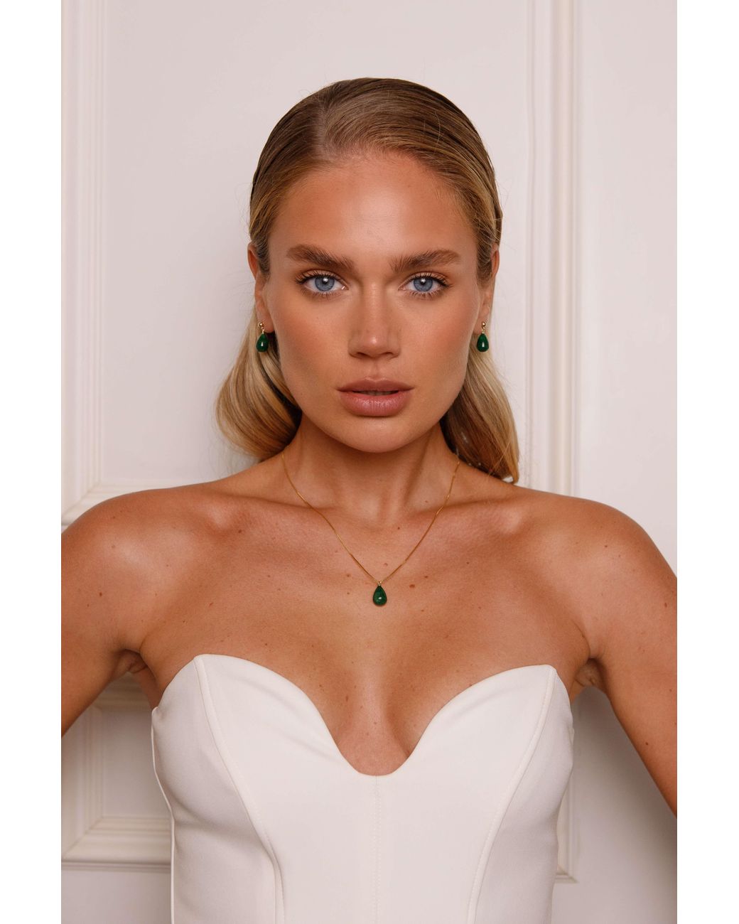 Katy Faye Metallic May Emerald Necklace