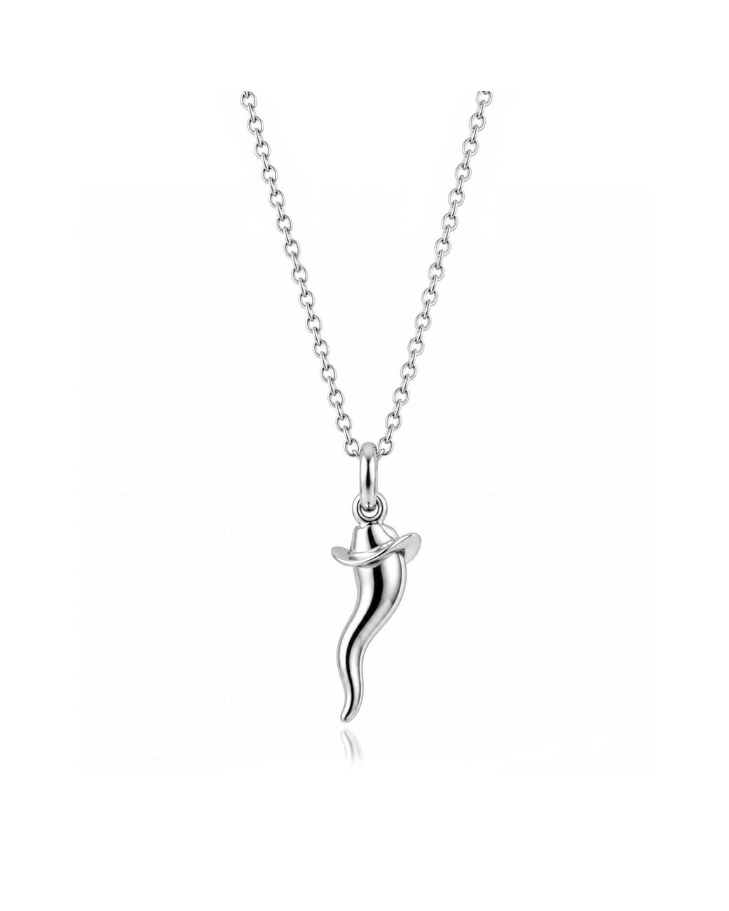 Unaloe Metallic Sterling Italian Horn Necklace With Cowboy Hat Detail