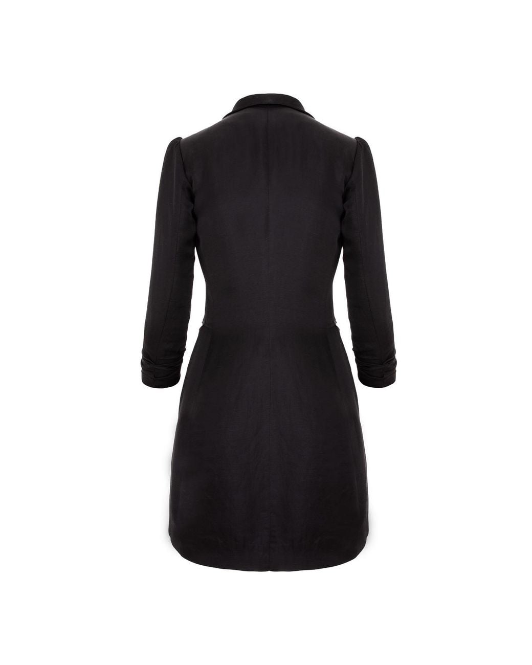 AVENUE No.29 Black Asymmetric Linen And Rayon Blazer Dress