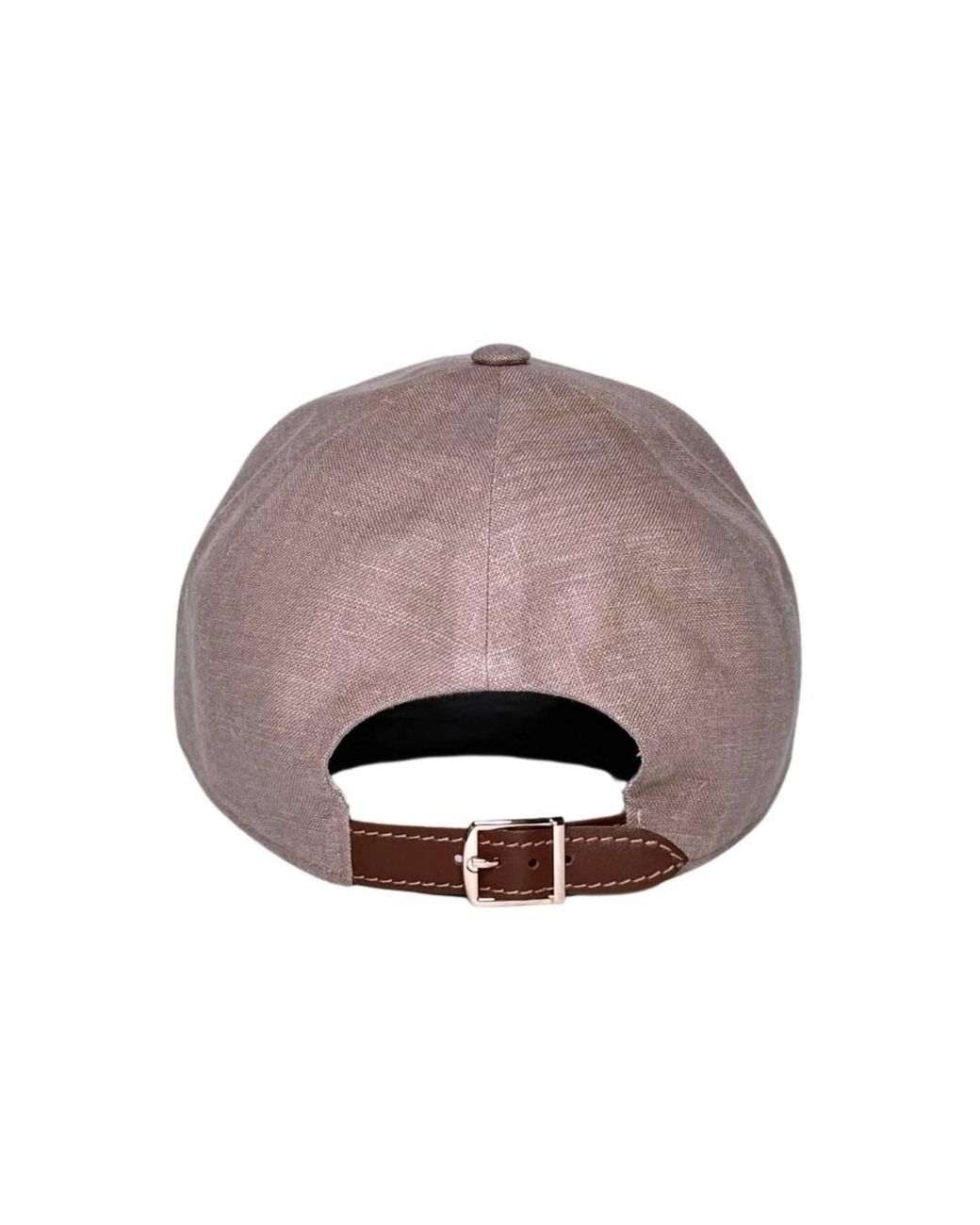 Cachemio Brown Cappuccino Italian Linen Baseball Cap – Adjustable Leather Strap, Lightweight Hat for men