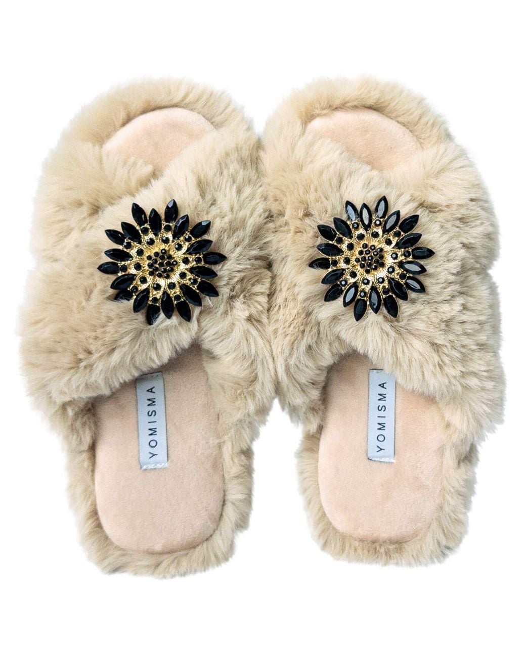 Yomisma Natural Neutrals Faux Fur Slippers