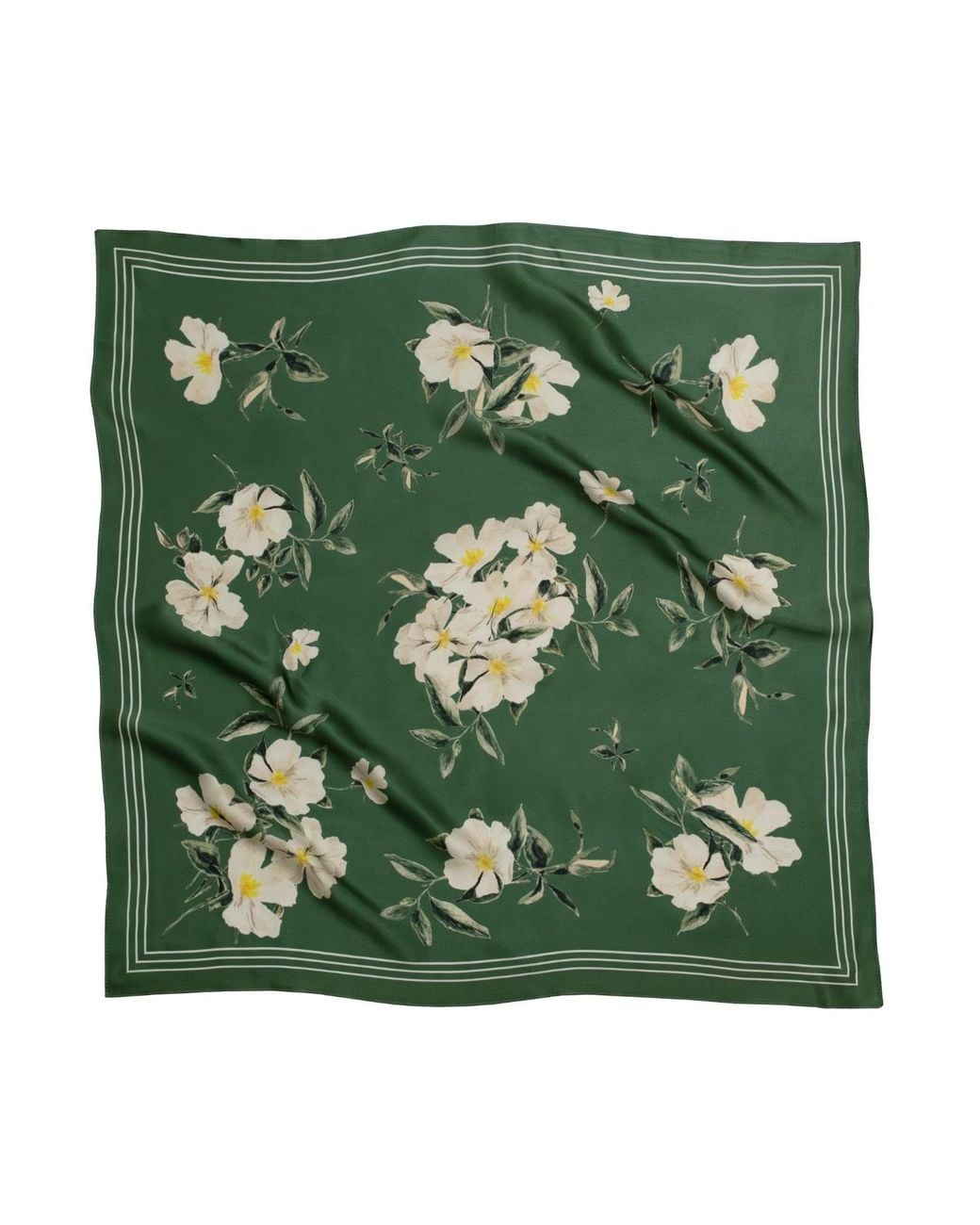 RainSisters Green Medium Floral Natural Silk Scarf