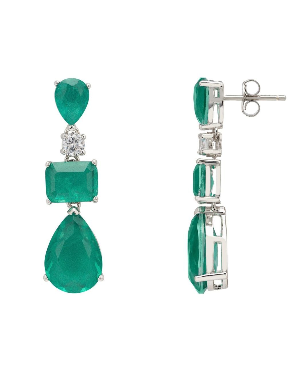 Latelita London Green Valentina Drop Earrings Colombian Emerald