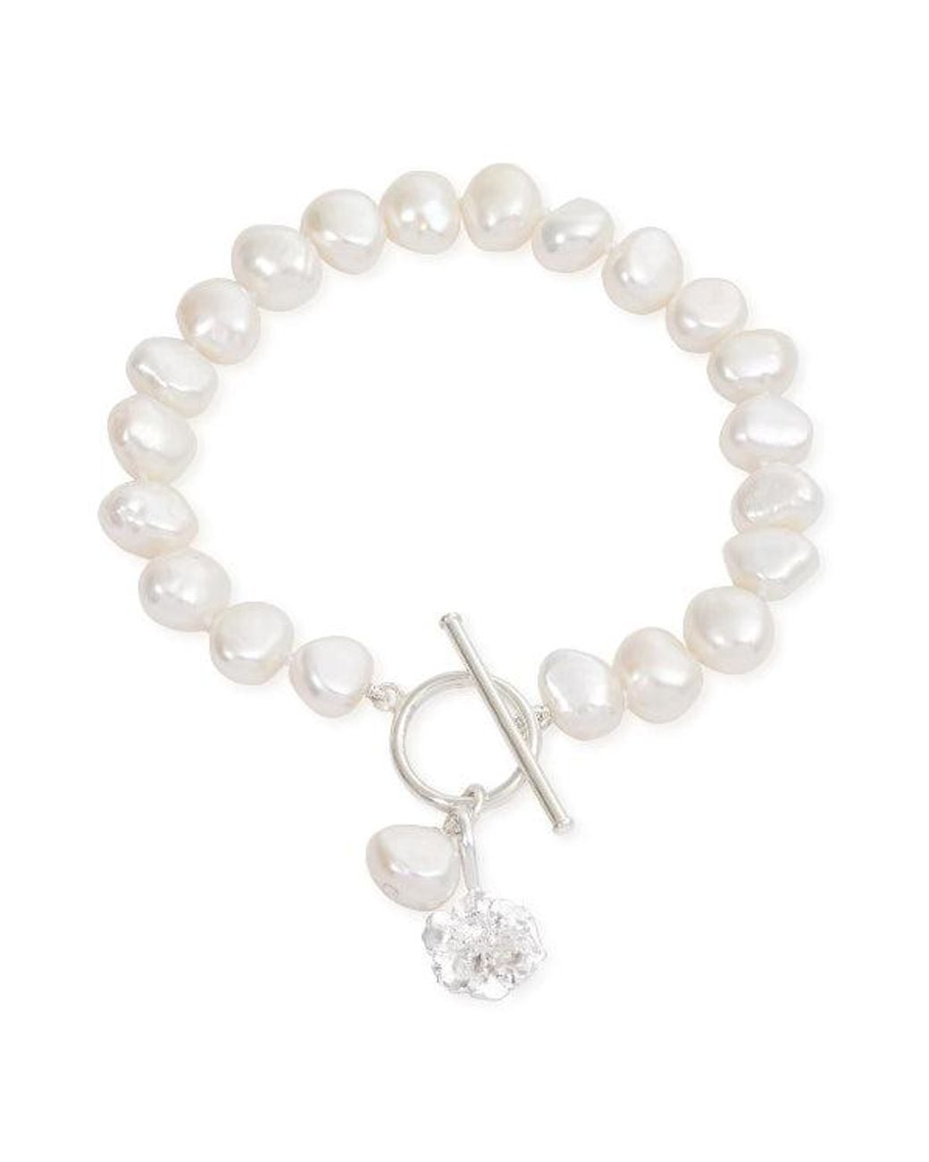 Pearls of the Orient Online Metallic Vita Cultured Freshwater Pearl Bracelet With Cherry Blossom Charm