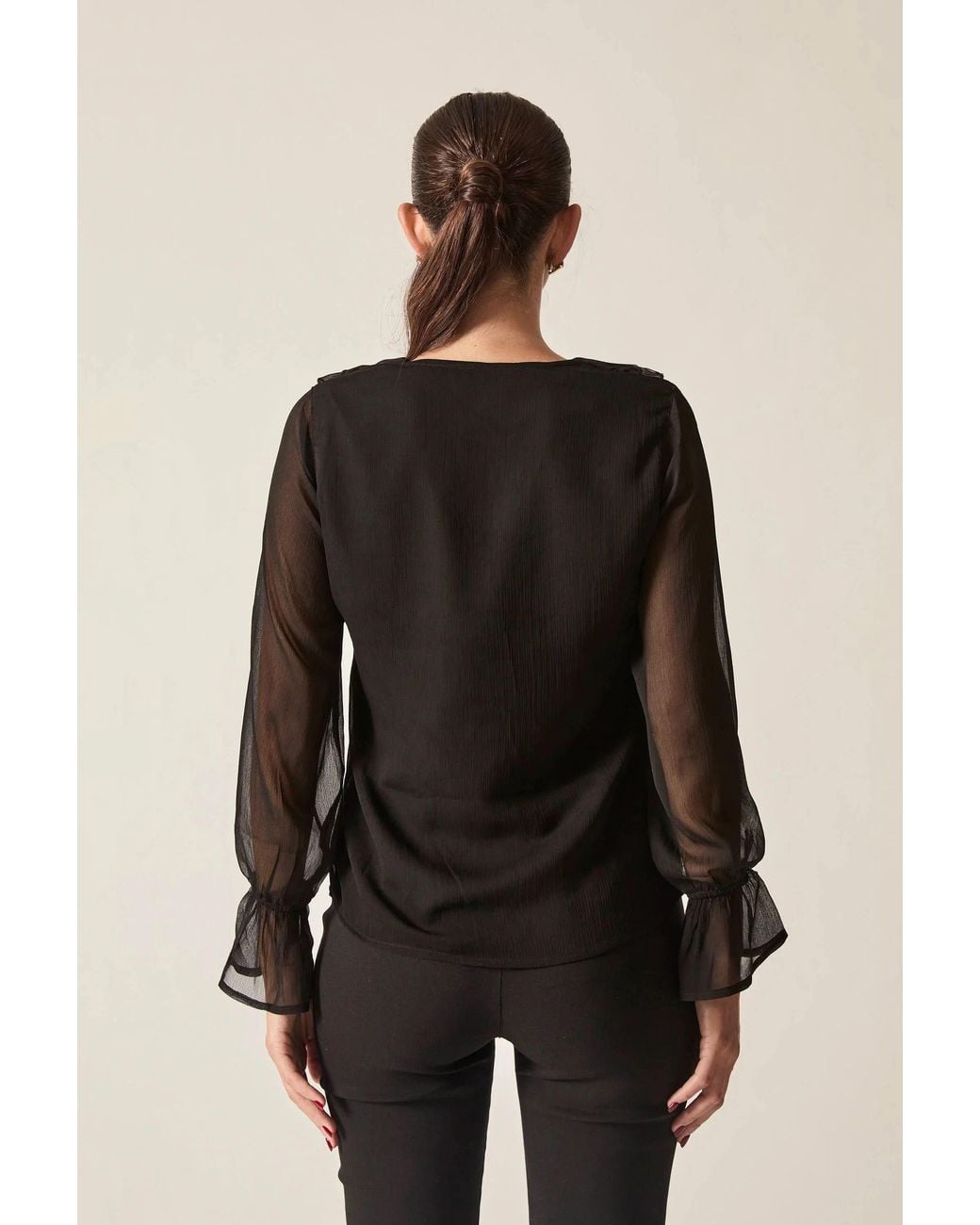 James Lakeland Black Ruffle Blouse