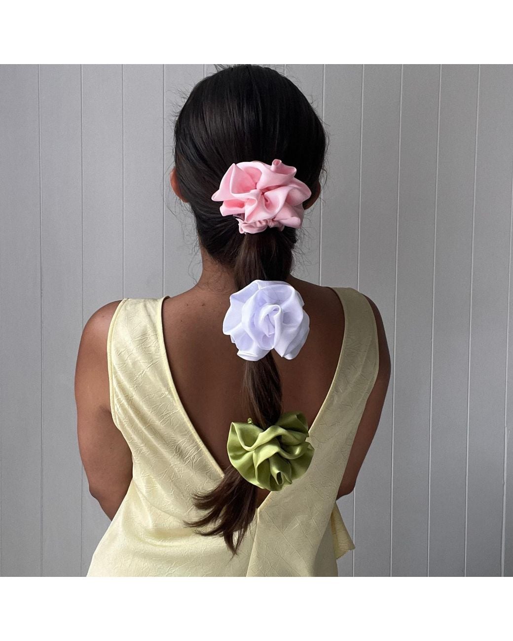 Sylk Green Flower Applique Hair Tie