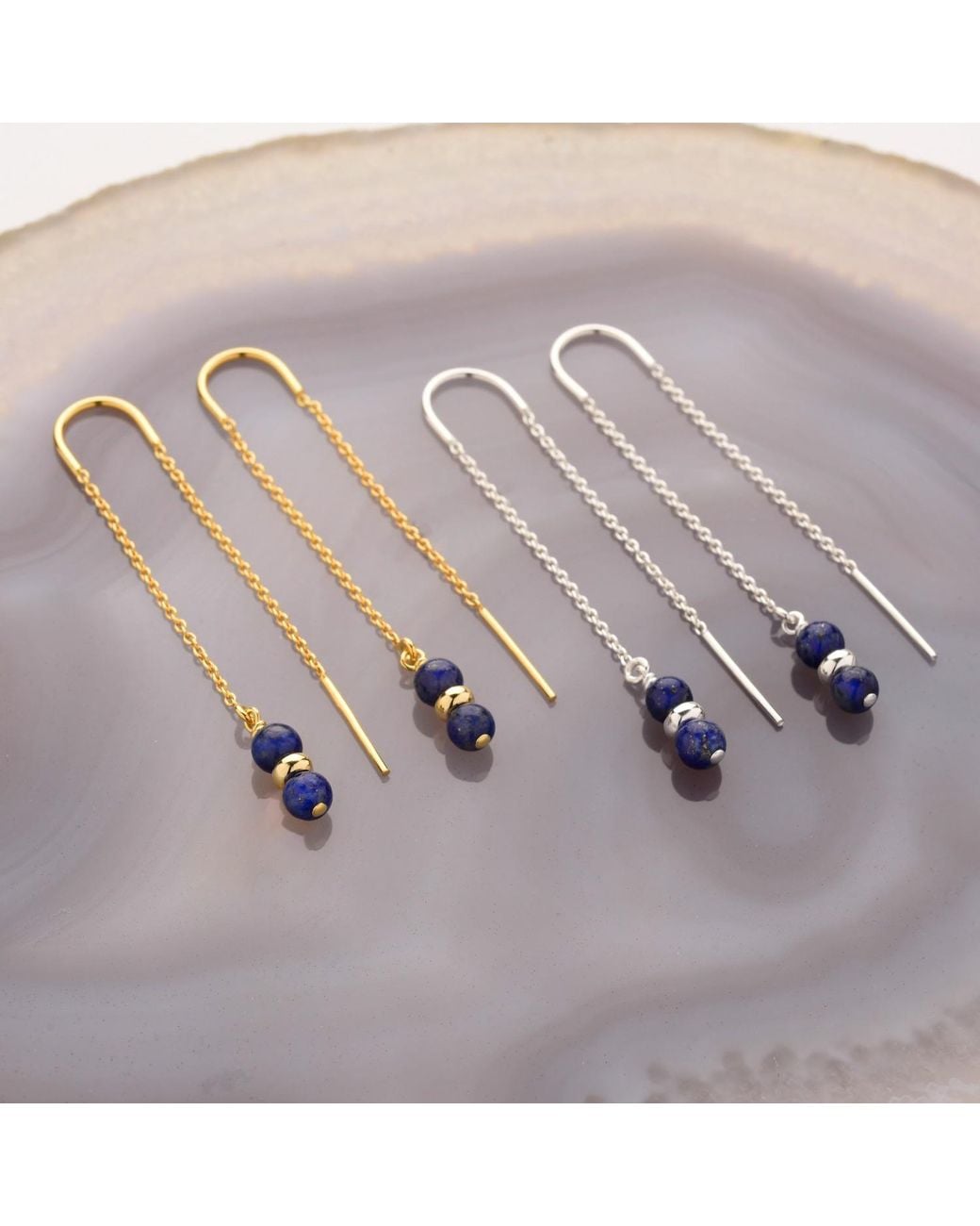 Nellou Jewellery Metallic Fall Birthstone Earrings September Lapis Plated Sterling
