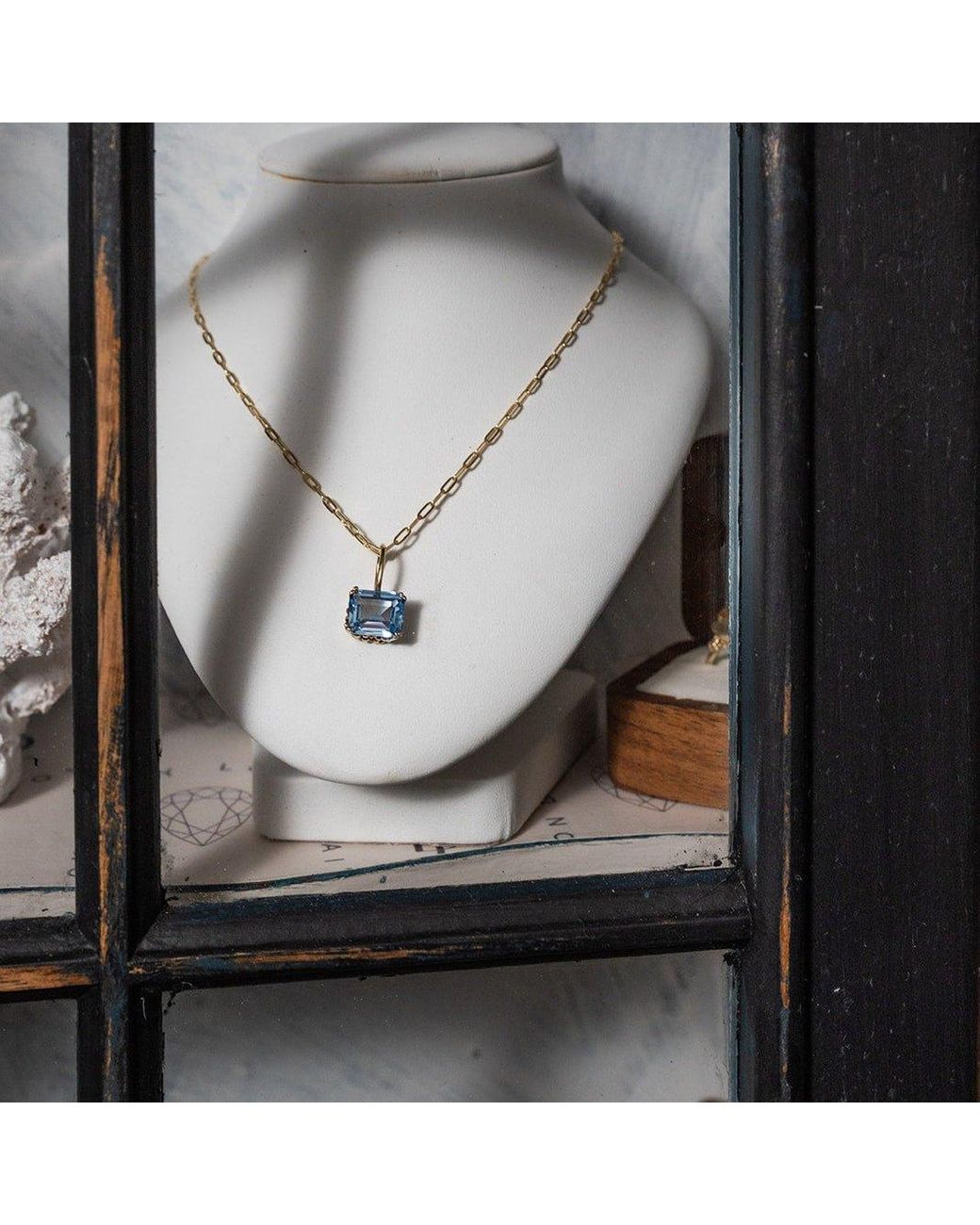 Dainty London Blue Solid Large Topaz Necklace